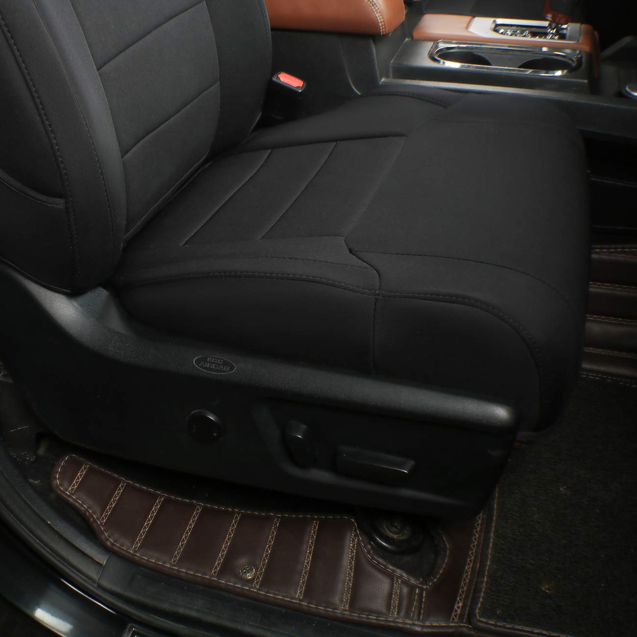 Premium Custom Fit F150 Seat Covers for 2015-2020 Ford F150 SuperCrew XL/XLT & 2017-2022 SuperDuty CrewCab XL/XLT - Full Set Neoprene Black - Durable Protection for Trucks, Off-Road & Daily Commute
