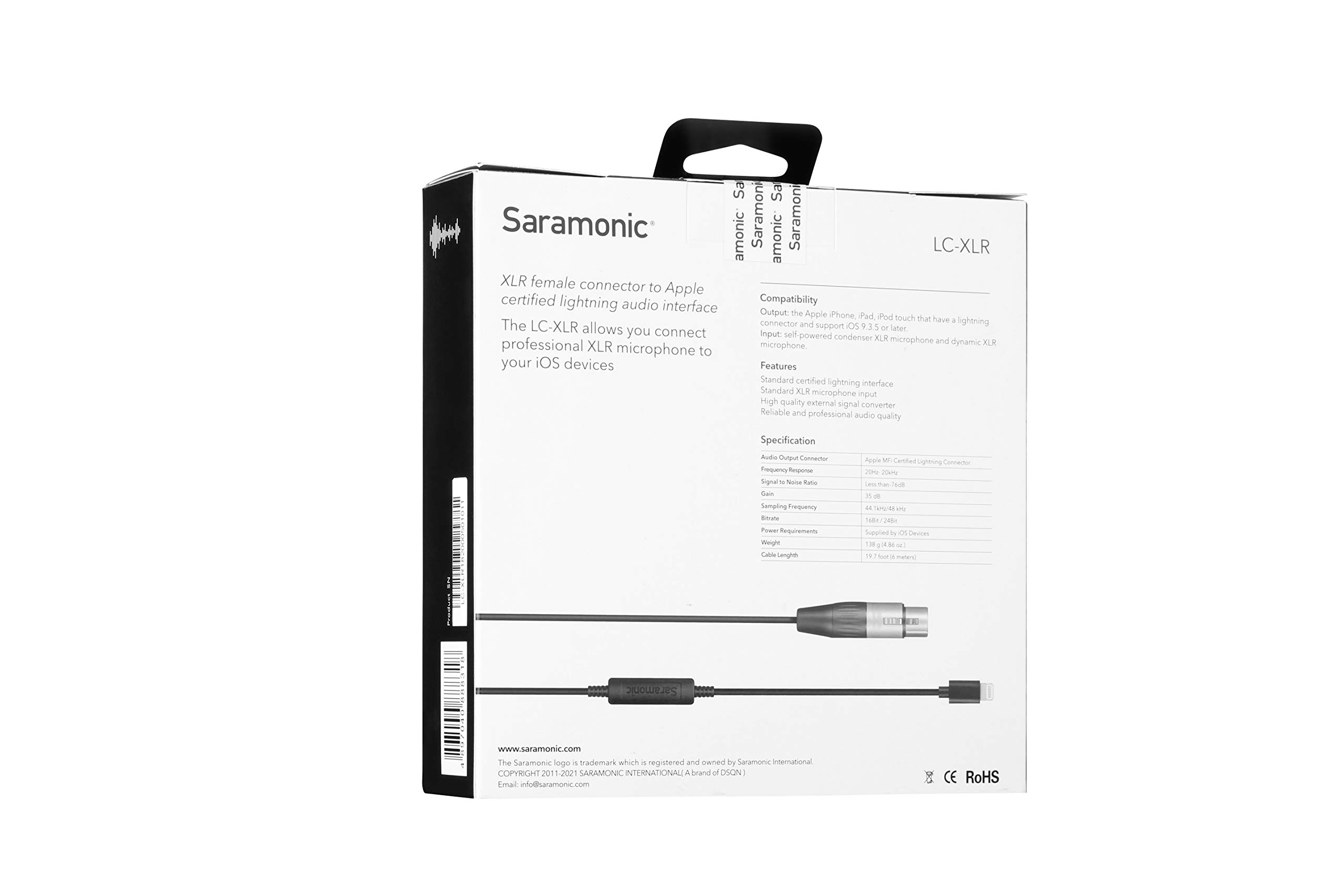 Saramonic LC-XLR XLR Female to Apple Lightning Microphone Cable for iPhone & iPad - Professional Audio Interface for Podcasting, Vlogging & Live Streaming