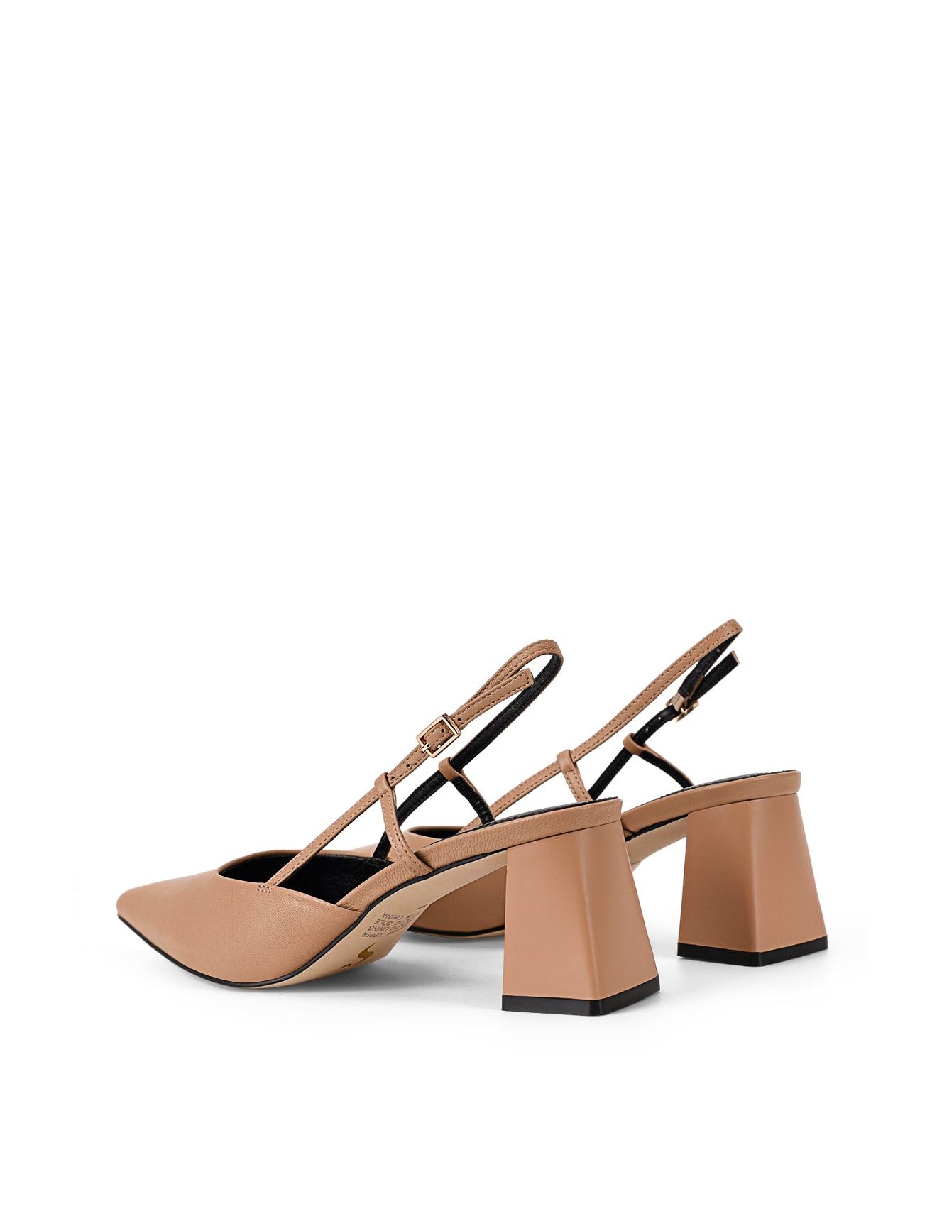 Yasmine Slingback Heels - Almond Tan Leather Women's Dress Shoes for Work, Party & Wedding | Comfortable & Stylish Mid Heel Pumps