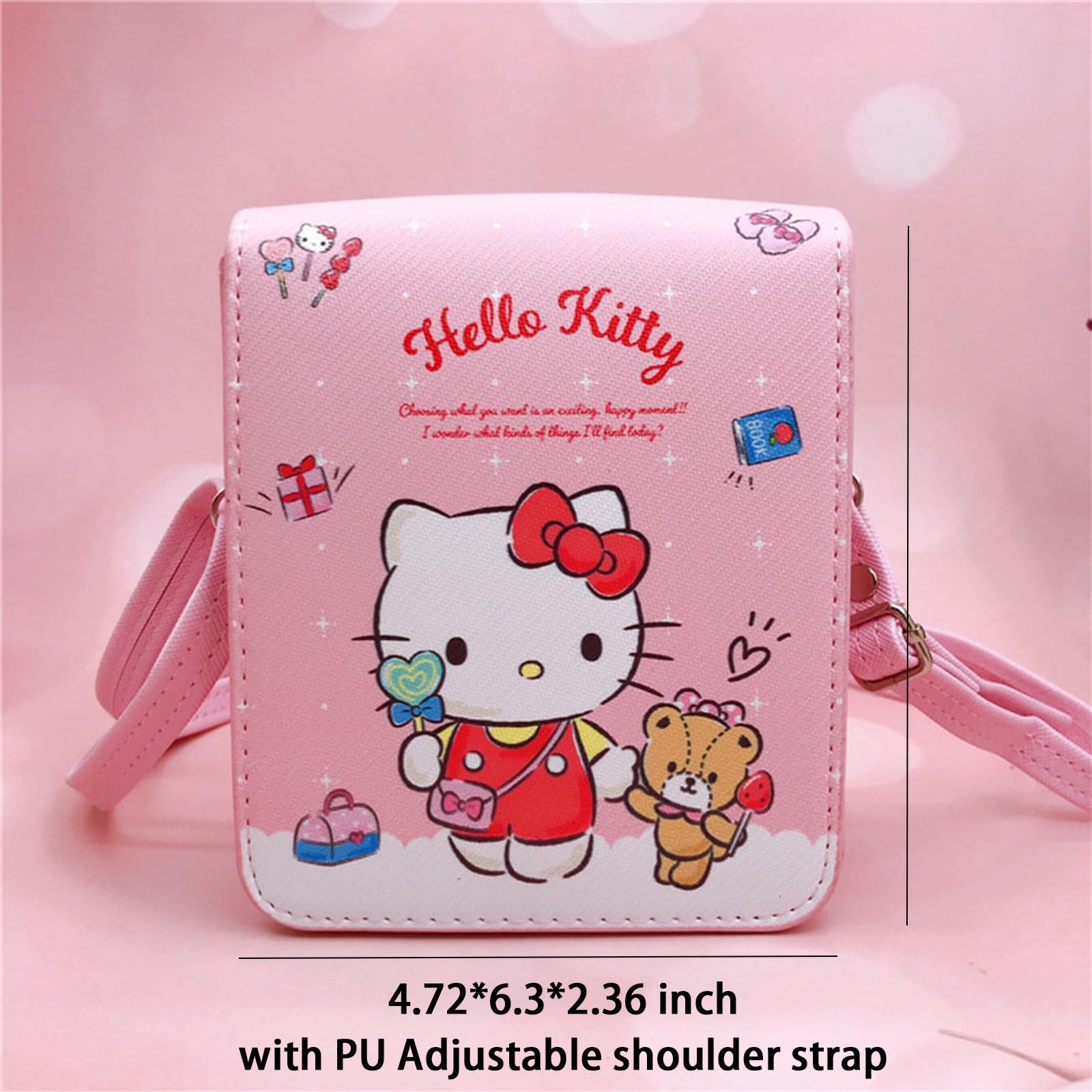 Adorable Kitty Crossbody Bag for Women & Girls - Adjustable Shoulder Strap, Hand Chain & Buckle Closure - Kawaii Cat Wallet Purse with Coin Pouch | Perfect for School, Shopping & Daily Use