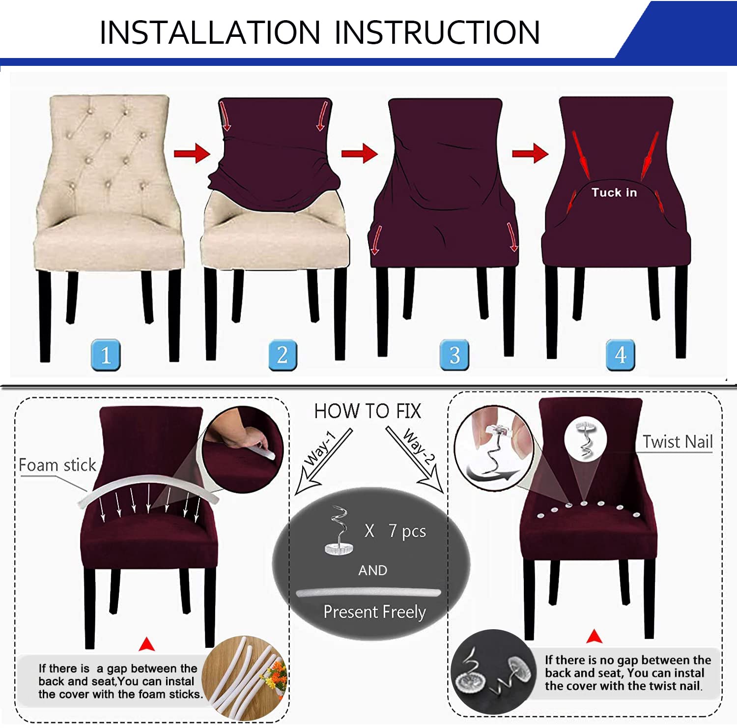 KELUINA Stretch Rhombic Geometric Wingback Chair Slipcovers - Washable & Reusable Armchair Protector Set of 4 for Dining Room, Living Room (Beige) | Perfect for Home Decor, Furniture Protection & Easy Cleaning