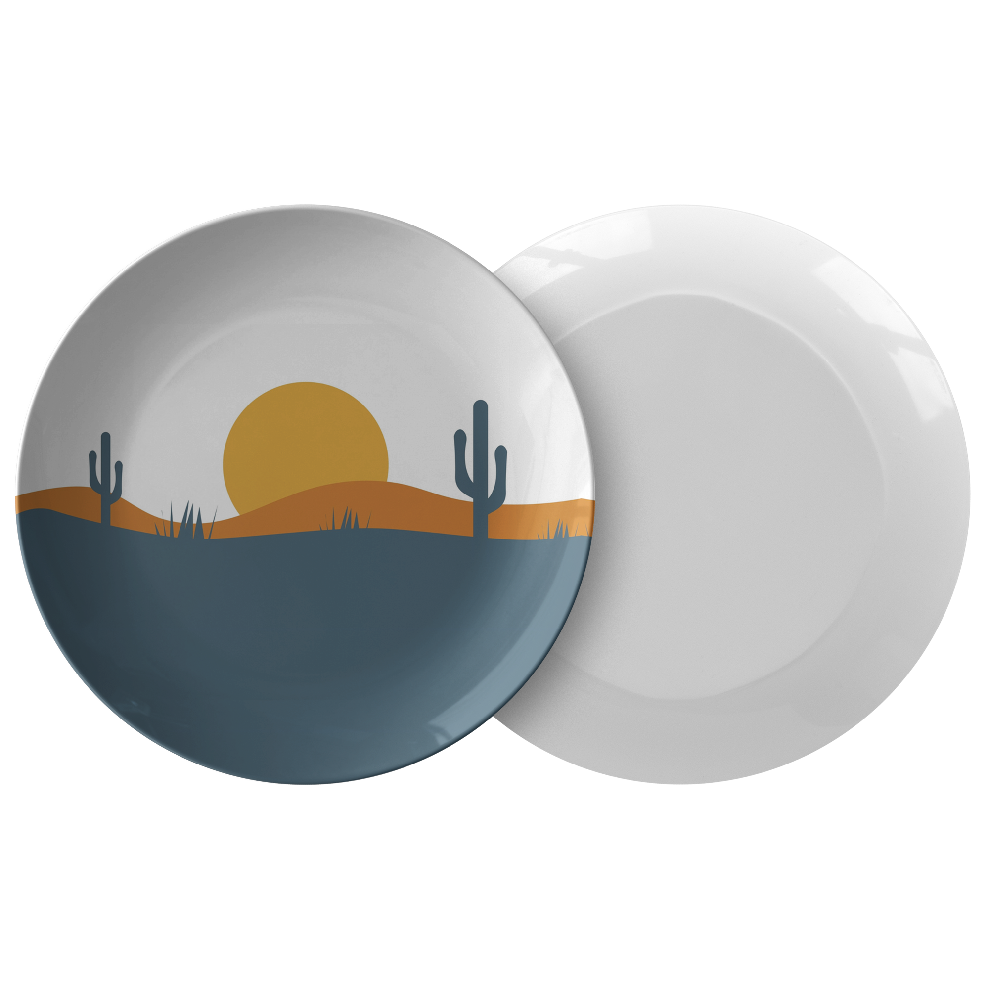 Eco-Friendly Sunset Desert Design Plastic Dinner Plates - Durable & Lightweight Disposable Plates for Parties, Picnics, BBQs, and Outdoor Dining