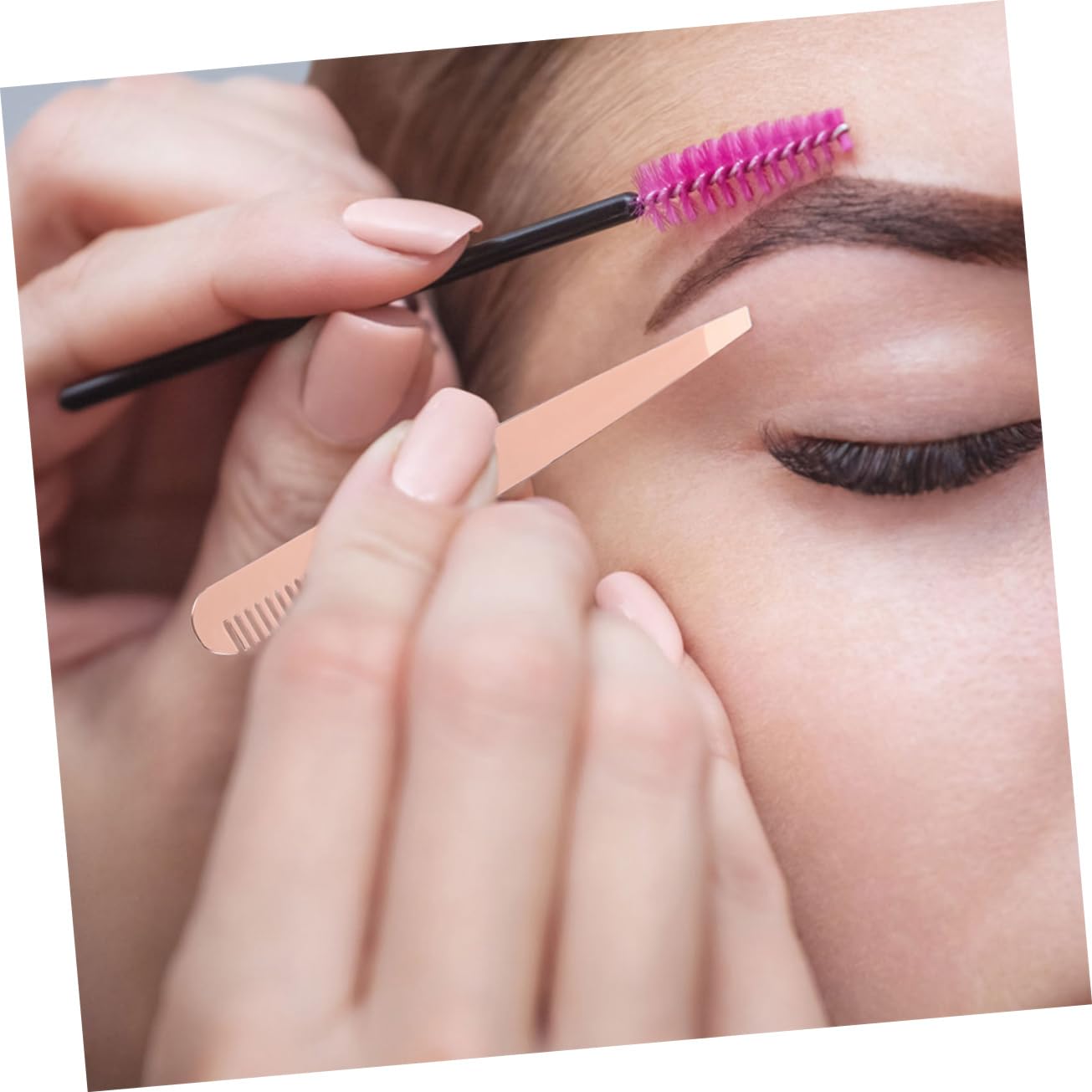 Rose Gold Precision Eyebrow Tweezers for Women - Professional Slant Tip for Eyebrow Shaping, Facial Hair Removal & Eyelash Extensions - Perfect for Home Salon, Travel & Makeup Kit Essentials