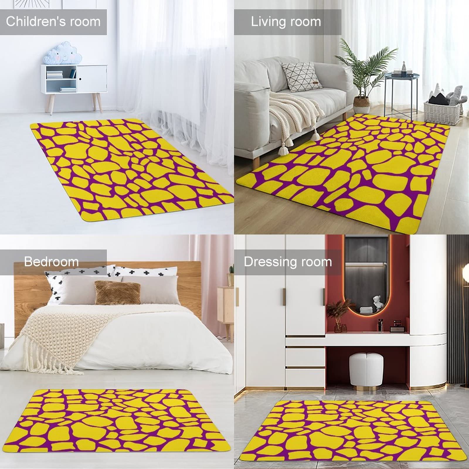 Soft Giraffe Print Animal Texture Kids Rug - Non-Slip Foldable 5x6.5ft Area Rug for Nursery, Playroom, Bedroom & Living Room Decor - Perfect for Girls' Rooms, Teen Dorm & Cozy Home Flooring