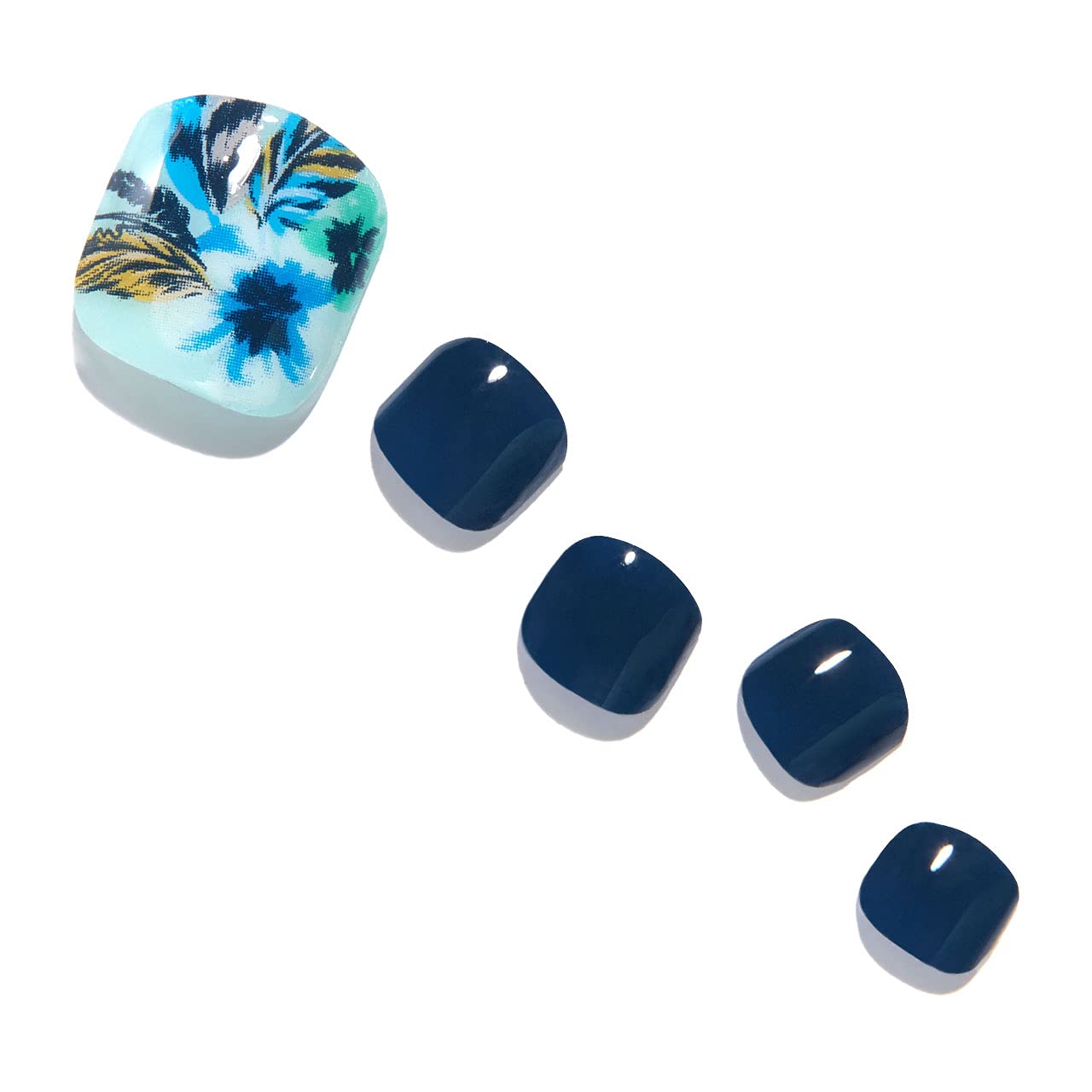 DASHING DIVA GLOSS Press On Nails - Short Square Shaped Fake Nails with Gel Finish | 30PCS Reusable Stick On Nails Lasts 7 Days (Blue Bandana) | Perfect for Daily Wear, Parties & Special Occasions