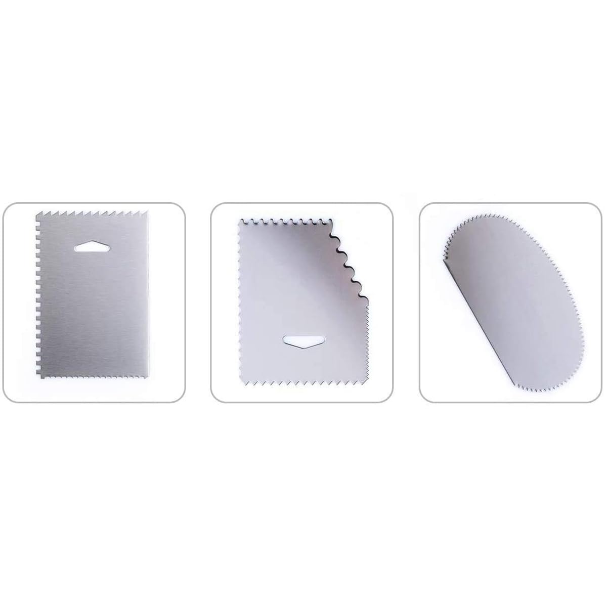 EXCEL ENTERPRISES 3-Piece Stainless Steel Cake Decorating Set - Oval, Rectangle & Parallel Scrapers with Icing Smoother | Professional Baking Tools for Smooth Frosting & Cake Design | Perfect for Birthday Cakes, Wedding Cakes & Pastry Decorating