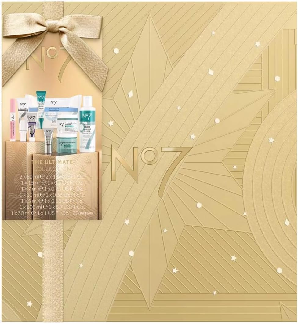 No7 Ultimate Skincare Collection Gift Set - Anti-Aging Cream, Serum & Eye Cream for Women - Perfect Christmas Gift 2021 for Skincare Lovers - Ideal for Daily Routine, Travel & Holiday Pampering