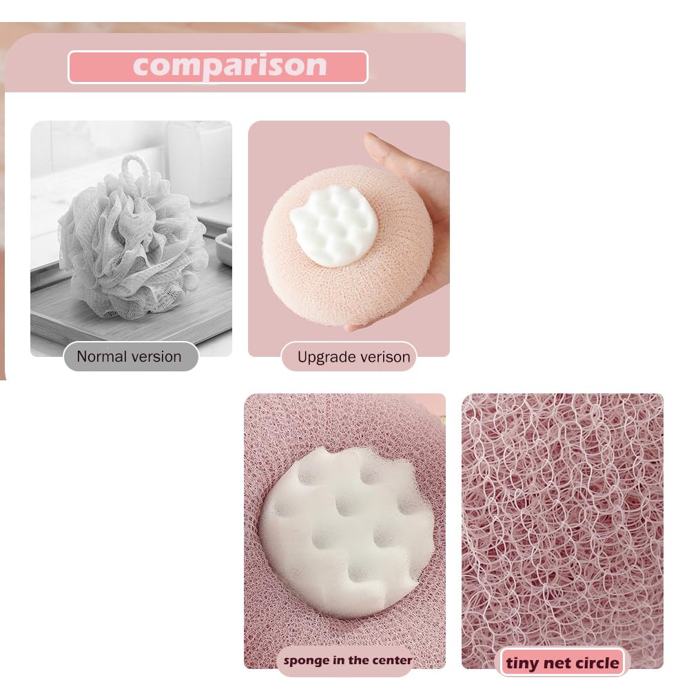 2 Pack Exfoliating Body Brush for Shower & Bath - Long Handle Bath Sponge Scrubber for Smooth Skin, Pink & Blue - Perfect for Dry Brushing, Back Scrubbing & Relaxing Spa Time