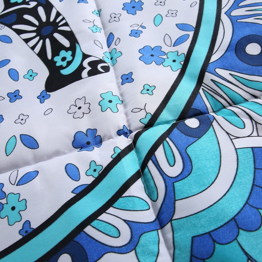 Teal Blue Elephant Bohemian Paisley Comforter Set - Soft Reversible All-Season Boho Hippie Geometric Bedding for Twin Bed (3-Piece) | Perfect for Bohemian Bedroom Decor & Guest Room Styling