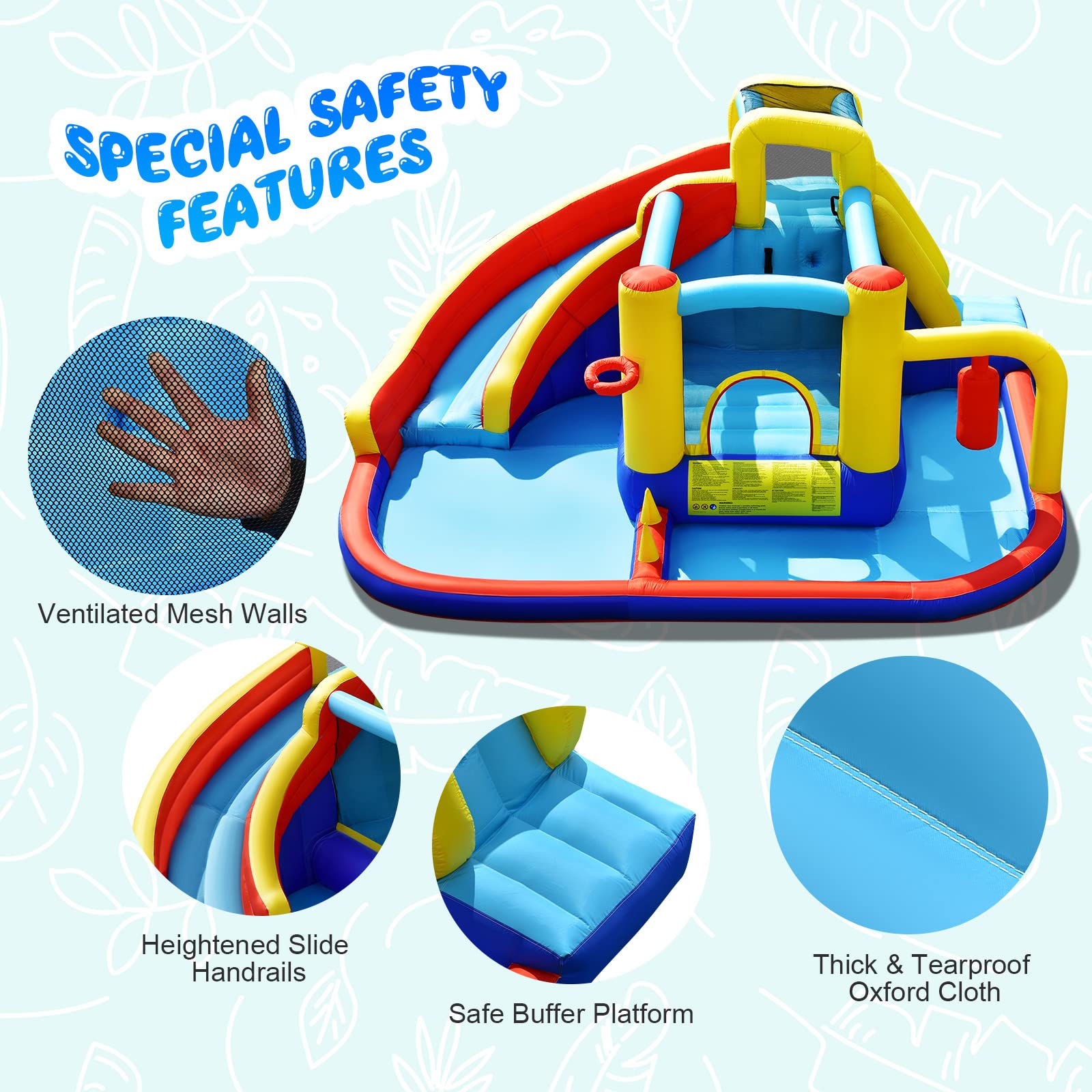 **HONEY JOY 7-in-1 Inflatable Water Slide & Bounce House for Kids & Adults - Giant Blow Up Water Park with Splash Pool, Outdoor Backyard Fun (Blower Not Included) - Perfect for Summer Parties, Birthdays, and Family Gatherings**