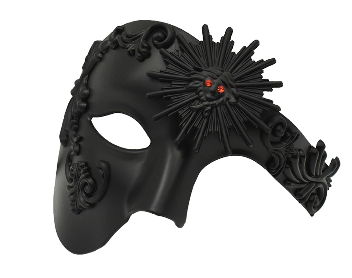 Steampunk Metal Cyborg Venetian Mask for Men - Gothic Phantom of The Opera Style Masquerade Mask - Perfect for Mardi Gras, Cosplay & Halloween Parties