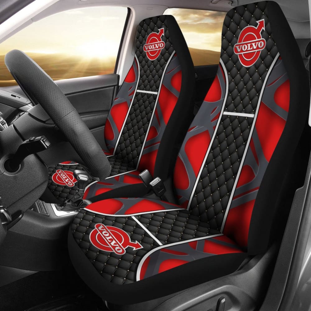 Premium Volvo Black & Red Themed Car Seat Covers 210901 - Custom Fit for Volvo Models, Durable & Stylish Protection - Perfect for Daily Commutes, Road Trips & Car Enthusiasts
