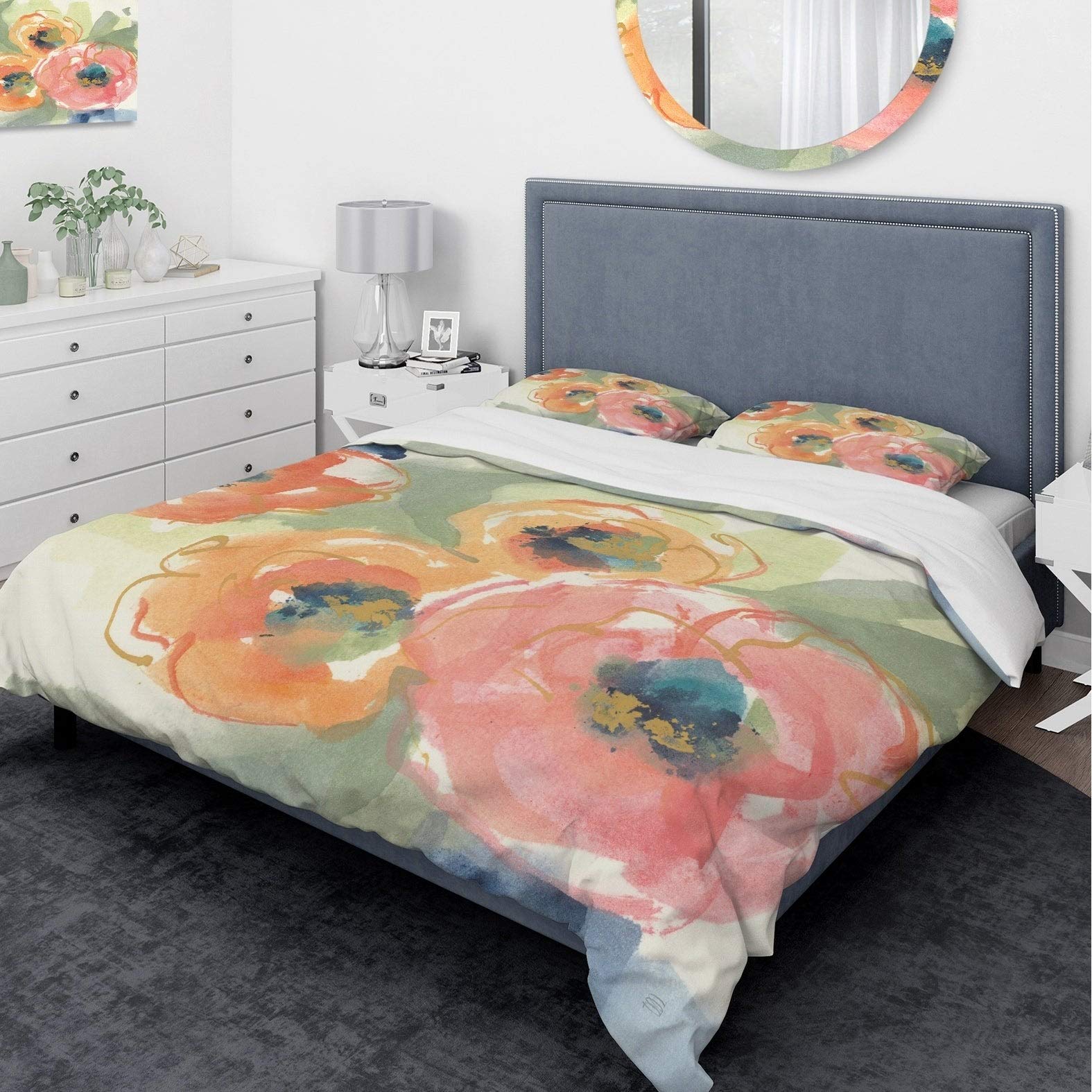 DESIGN ART 'Buttercup I' Floral King Bedding Set - 3 Piece Duvet Cover & 2 Shams (Comforter Not Included) | Traditional Home Decor for Master Bedroom & Guest Room