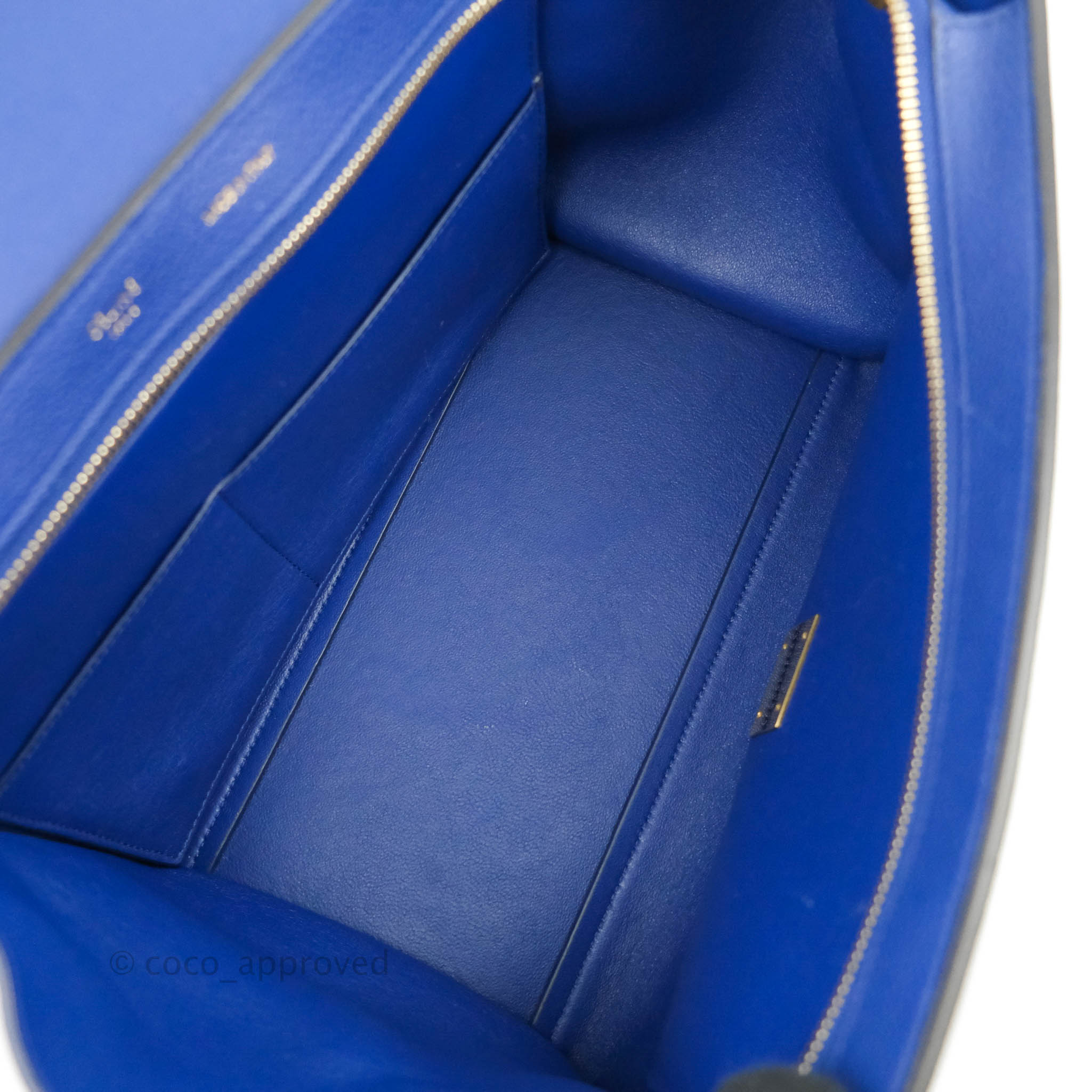 Celine Sleek Small Tri-Color Trapeze Bag in Blue Calfskin Leather - Perfect for Work, Travel & Everyday Use