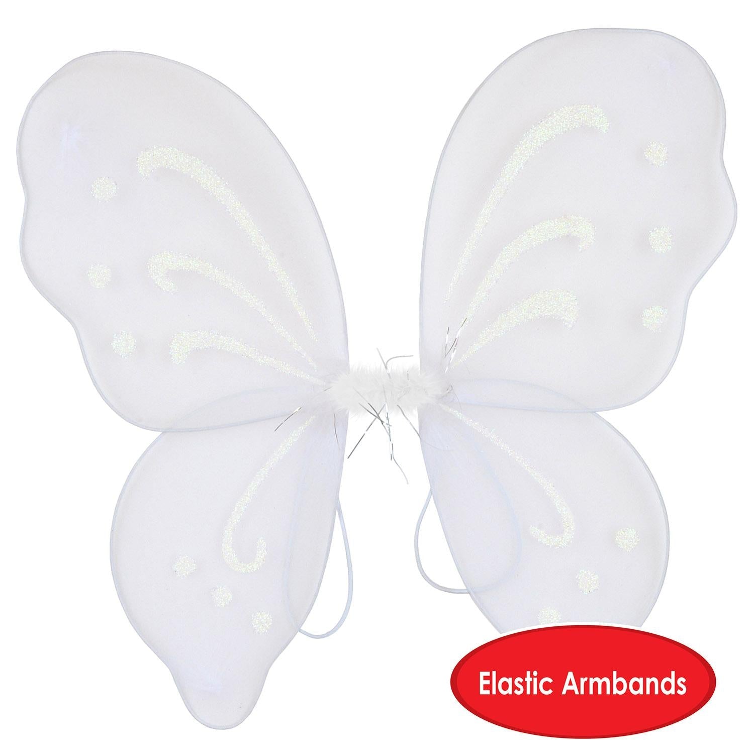 12 Pack Beistle Halloween Nylon Fairy Wings - White Costume Accessories for Kids & Adults - Perfect for Halloween Parties, Cosplay, and Dress-Up