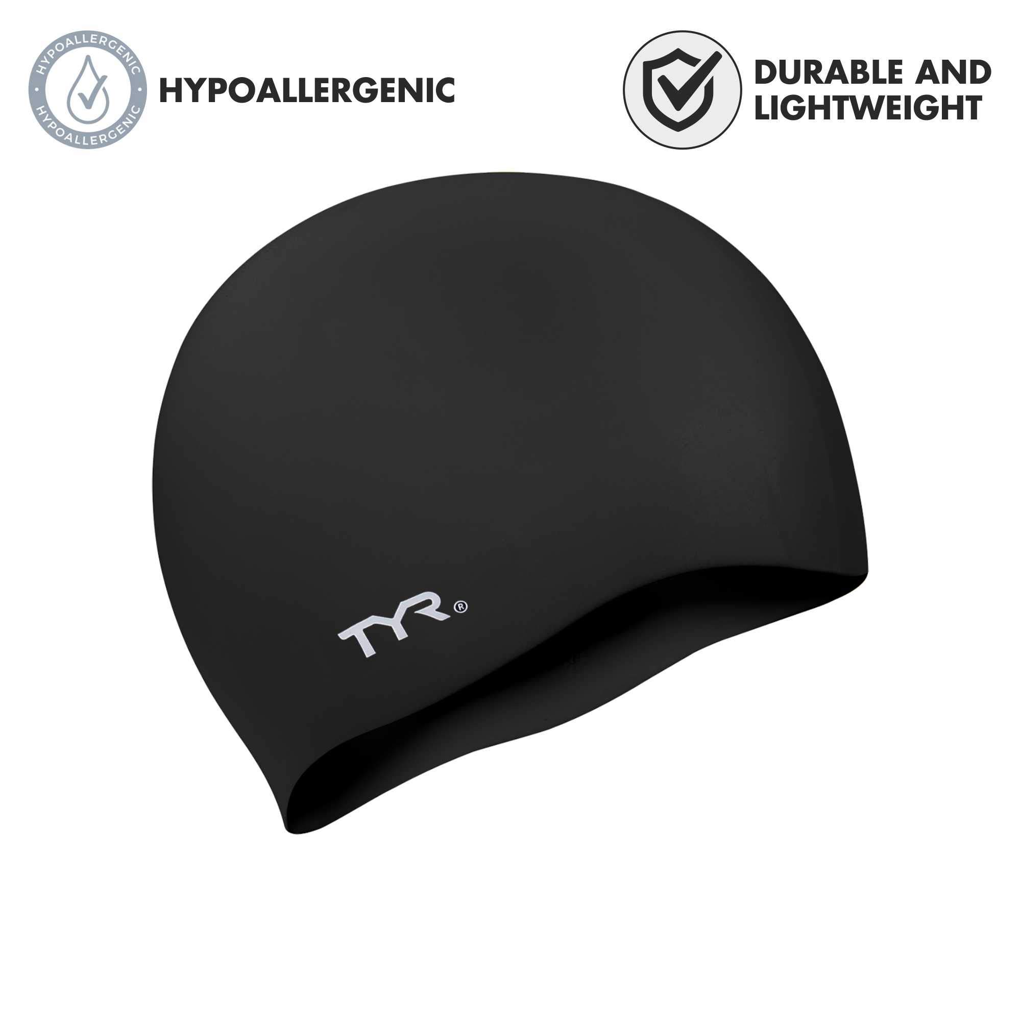 TYR Adult Wrinkle-Free Silicone Swim Cap for Competition, Training & Lap Swimming - Comfortable Waterproof Swimming Cap for Men & Women