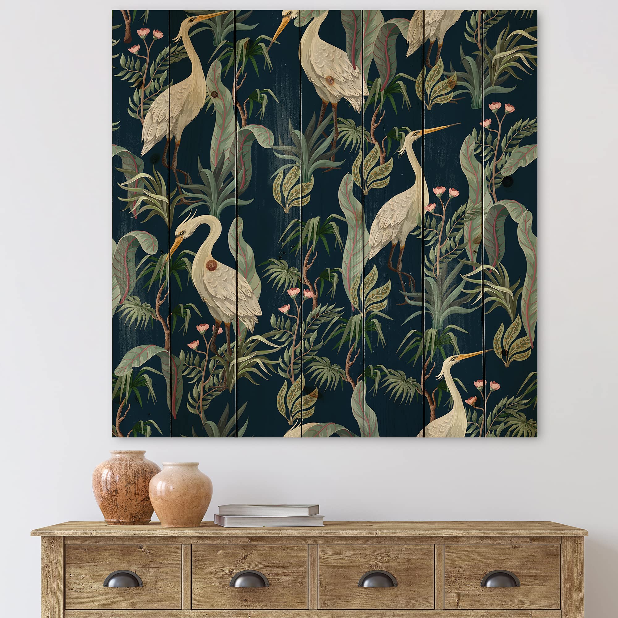 Chinoiserie Birds & Peonies VII Traditional Wood Wall Art - Black Wooden Wall Decor, Large Animal Panels Printed on Natural Pine - Perfect for Living Room, Bedroom & Office Décor
