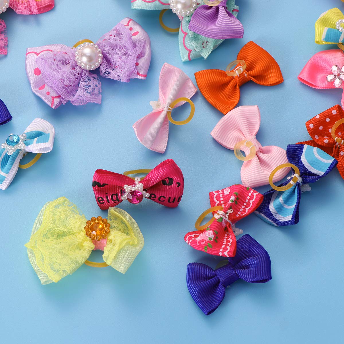 60pcs Elastic Hair Bands - Soft Rubber Hair Ties with Bowknot for Women, Girls & Pets | Perfect for Ponytails, Braids & Pet Grooming | Hair Accessories for Daily Use, Workouts & Styling