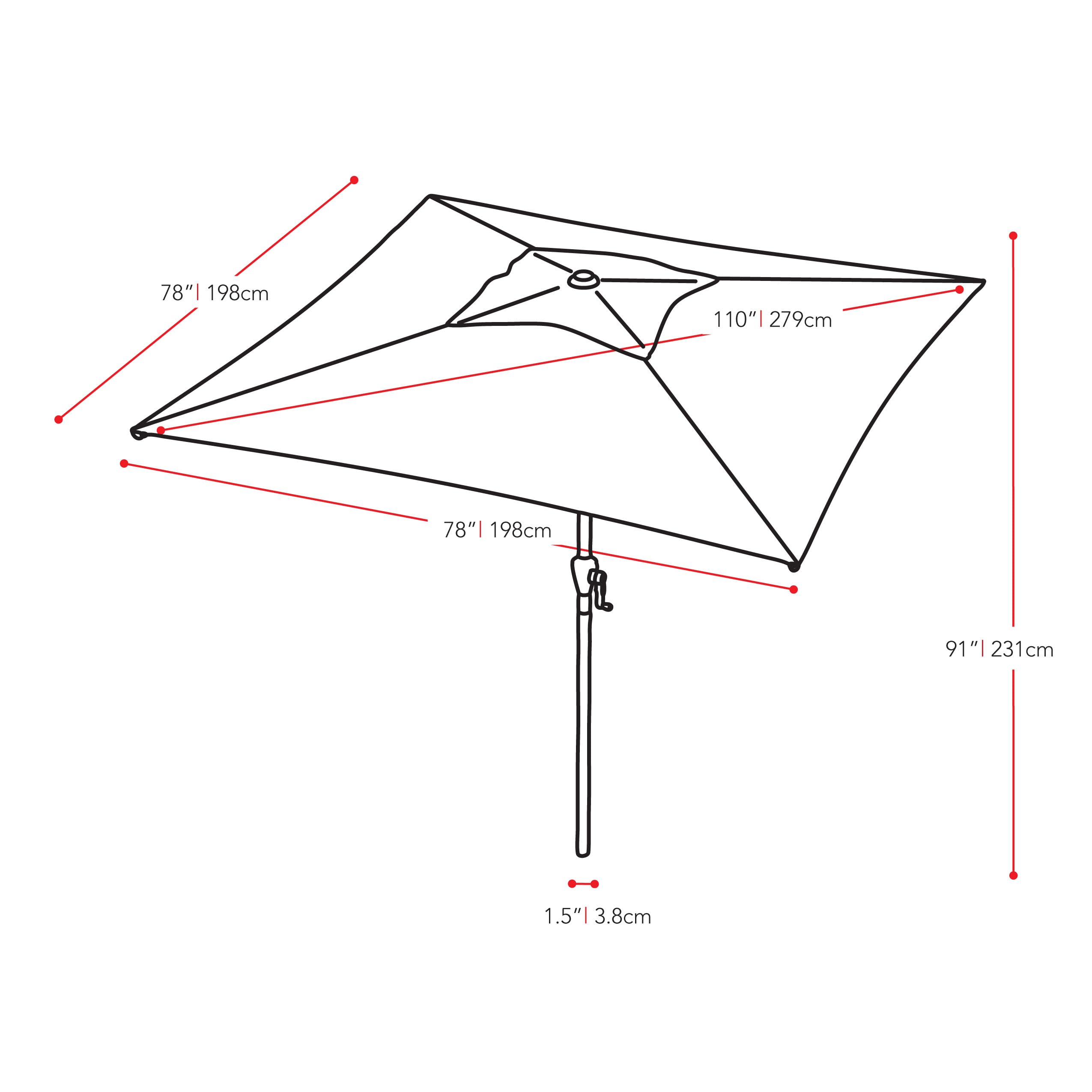CorLiving PPU-350-U Outdoor Patio Umbrella in Wine Red - UV Protection, Wind Resistant for Backyard, Poolside, and Garden Use