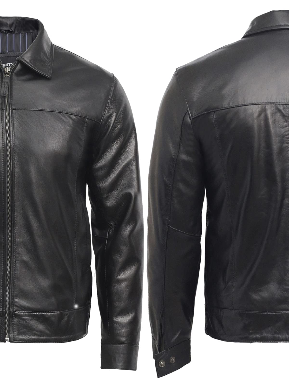 BRANDSLOCK Men's Genuine Leather Biker Jacket - 100% Real Leather Bomber Jacket for Men, Black Harrington Style, Perfect for Motorcycle Riding, Casual Outfits & Winter Fashion