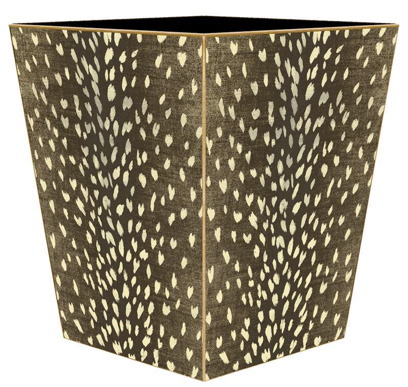 Eco-Friendly Brown Antelope Print Wastebasket with Matching Tissue Box Cover - Perfect for Home, Office & Bathroom Organization