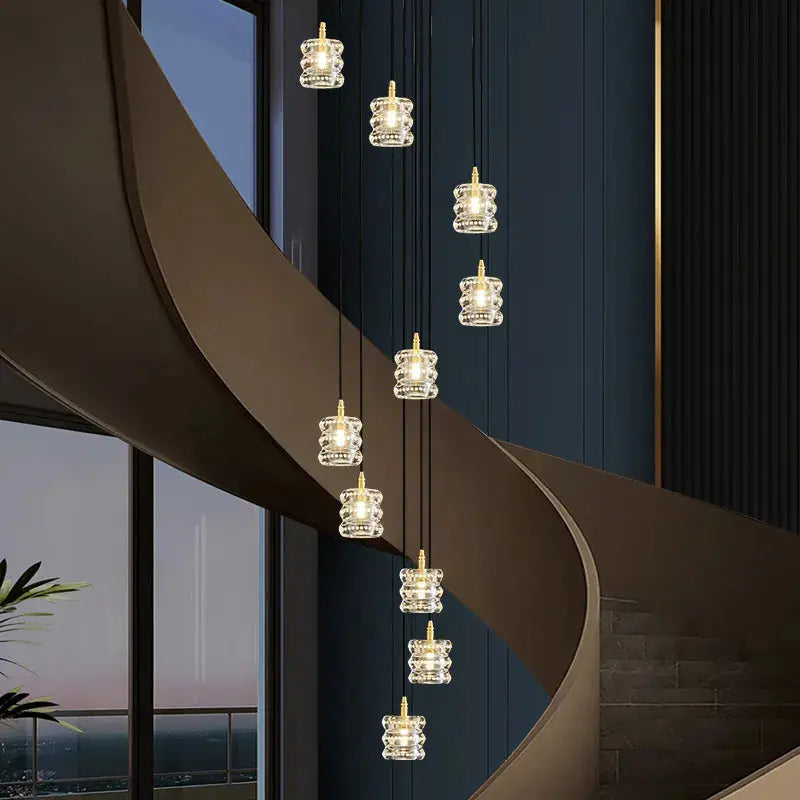 6/10 Heads Copper Staircase Lighting for Indoor Use - Elegant Home Stairway & Hallway Decoration