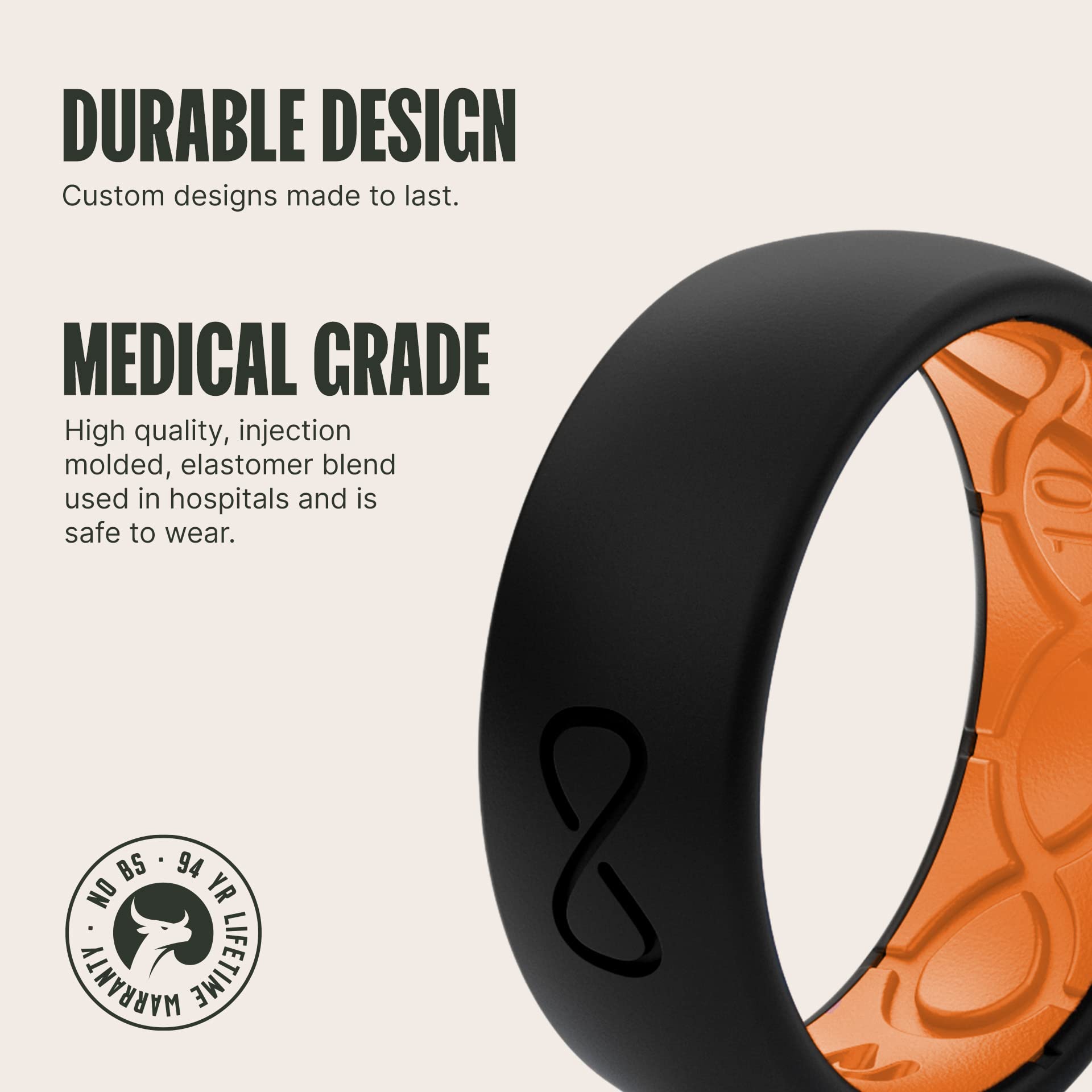 Groove Life Solid Silicone Ring for Men - Breathable Comfort Fit Wedding Band with Unique Design & Lifetime Warranty | Perfect for Active Lifestyles, Gym, Swimming & Outdoor Adventures