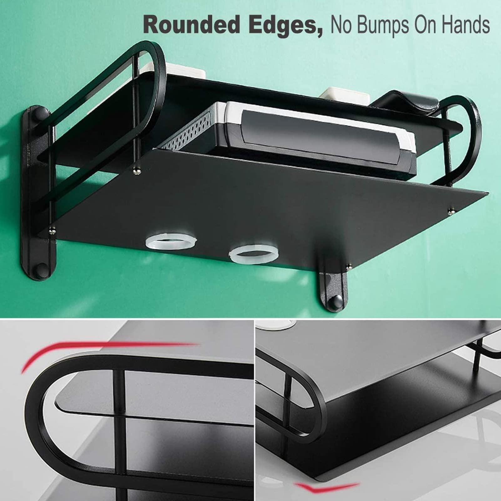 Wall Mount DVD Shelf - Double Layer Floating Wall Shelf for TV Box, Router & Cable Organizer - Space Saving Home Decor for Living Room & Bedroom