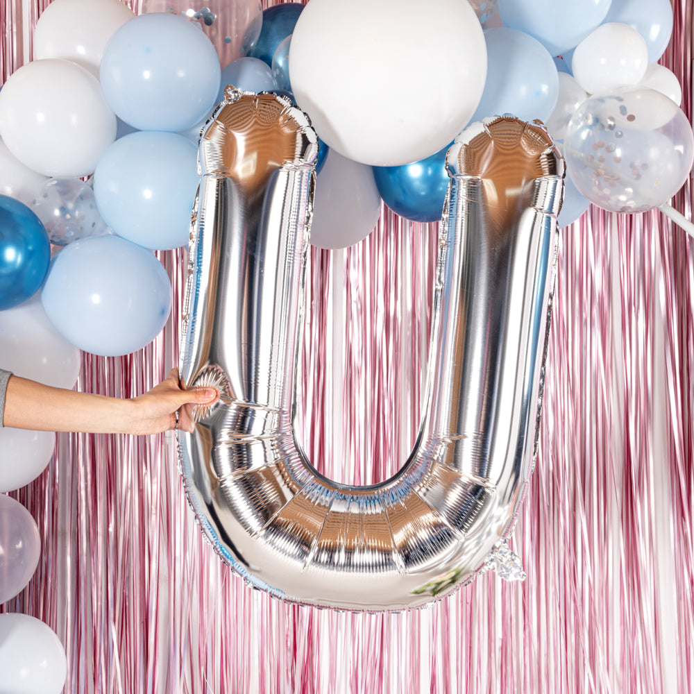Balloonify Silver Mylar Letter U Balloon - 40 Inch Large Foil Alphabet Balloons for Birthday Party Decorations, Wedding, Baby Shower & Graduation Events - 1 Count Box