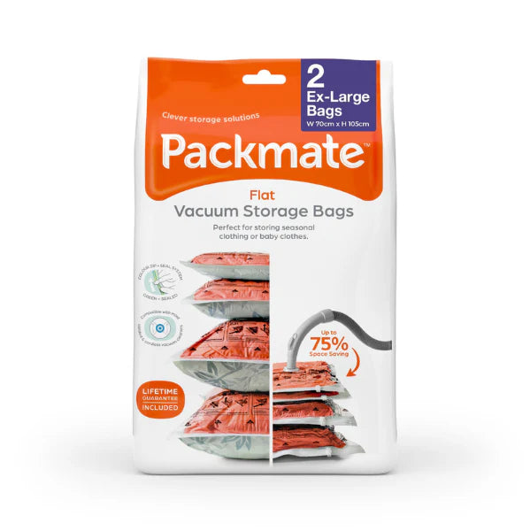 Set of 2 Extra Large Vacuum Storage Bags (70x105cm) - Space Saving Clothes & Blanket Organizer for Travel, Seasonal Storage & Moving