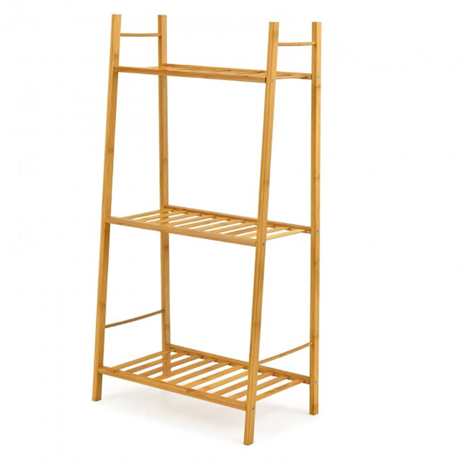 3-Tier Vertical Bamboo Plant Stand - Indoor/Outdoor Multi-Level Storage Rack for Potted Plants - Perfect for Patio, Balcony, Garden & Home Decor (Natural Color)