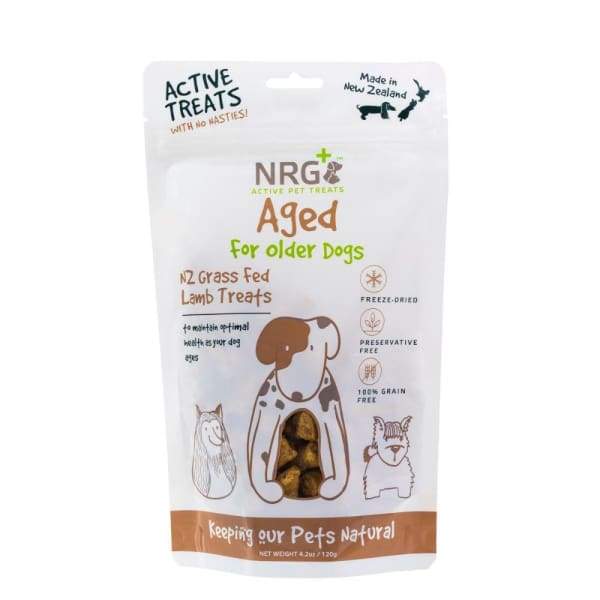 NRG+ Active Ageing Care Freeze Dried Dog Treats 120g - Healthy Senior Dog Snacks for Joint Support & Mobility - Perfect for Training, Rewards & Senior Dog Care