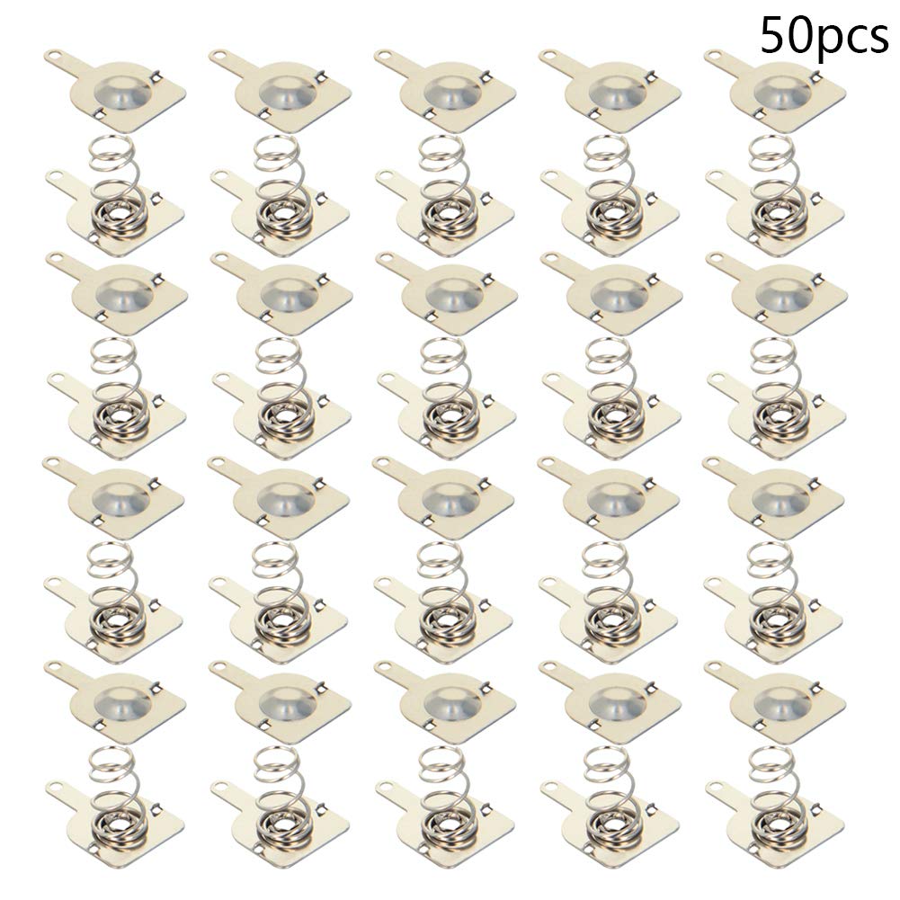Heyiarbeit 50 Pairs AA Battery Spring Plates - Nickel-Plated Positive/Negative Contact Converters (12mmx12mm) for DIY Electronics, Flashlights, Toys & Remote Controls