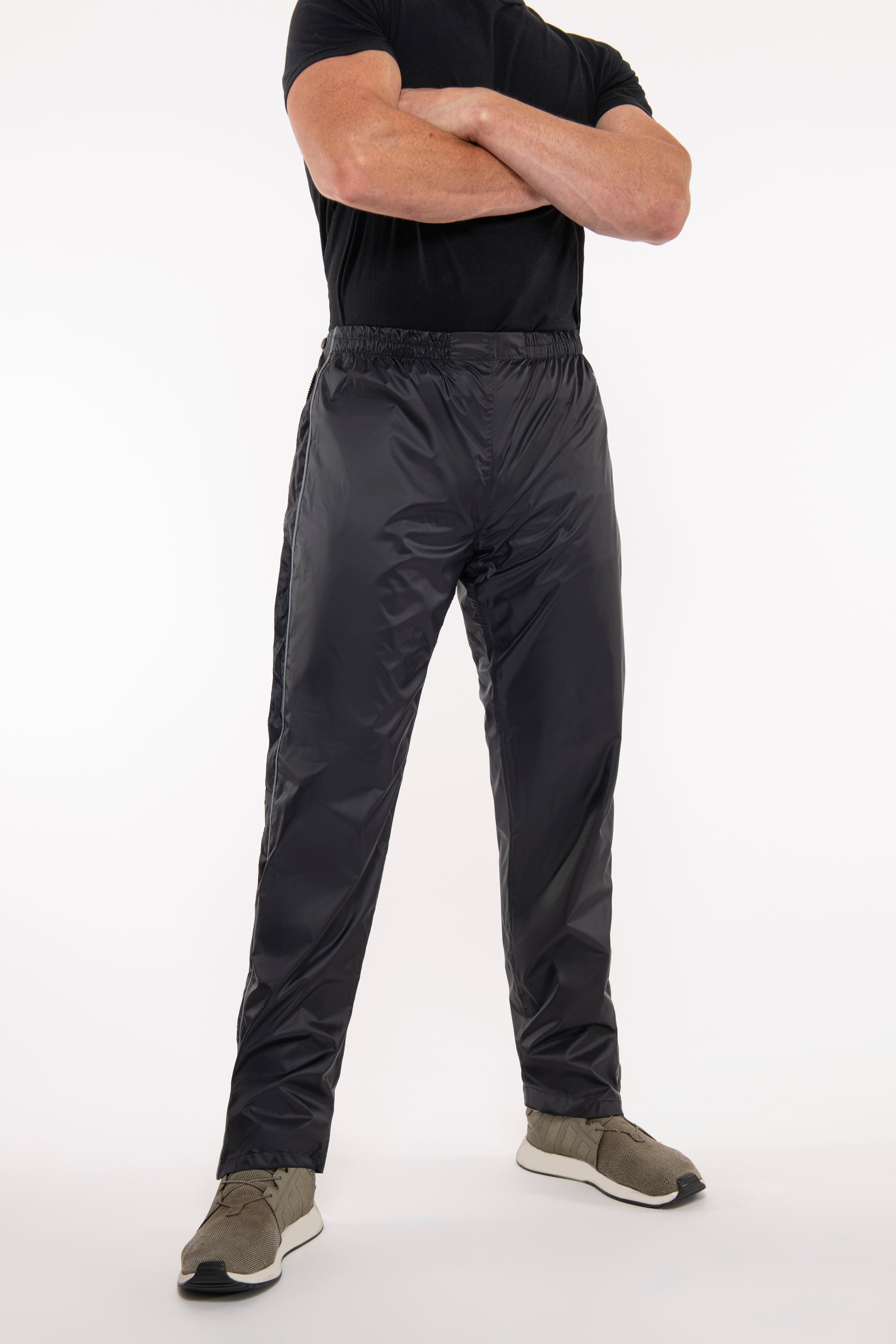 Mac In A Sac Full Zip 2 Packable Waterproof Overtrousers Black - Lightweight Rain Pants for Hiking, Camping & Outdoor Adventures