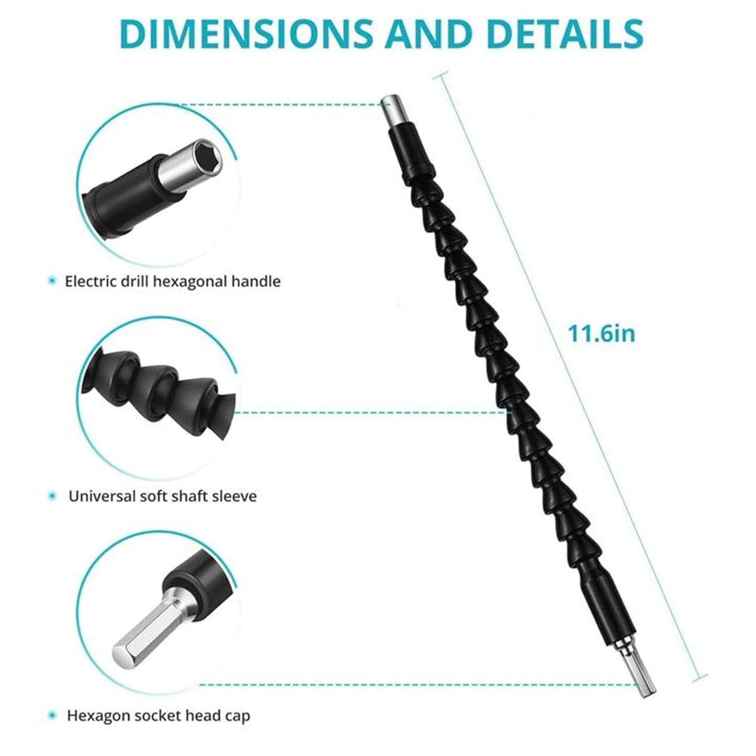 3-Piece Flexible Screwdriver Bit Set - 360° Rotating Extension for Tight Angles - Durable Orange Drill Bit Extender - Perfect for DIY, Electronics Repair & Hard-to-Reach Screws