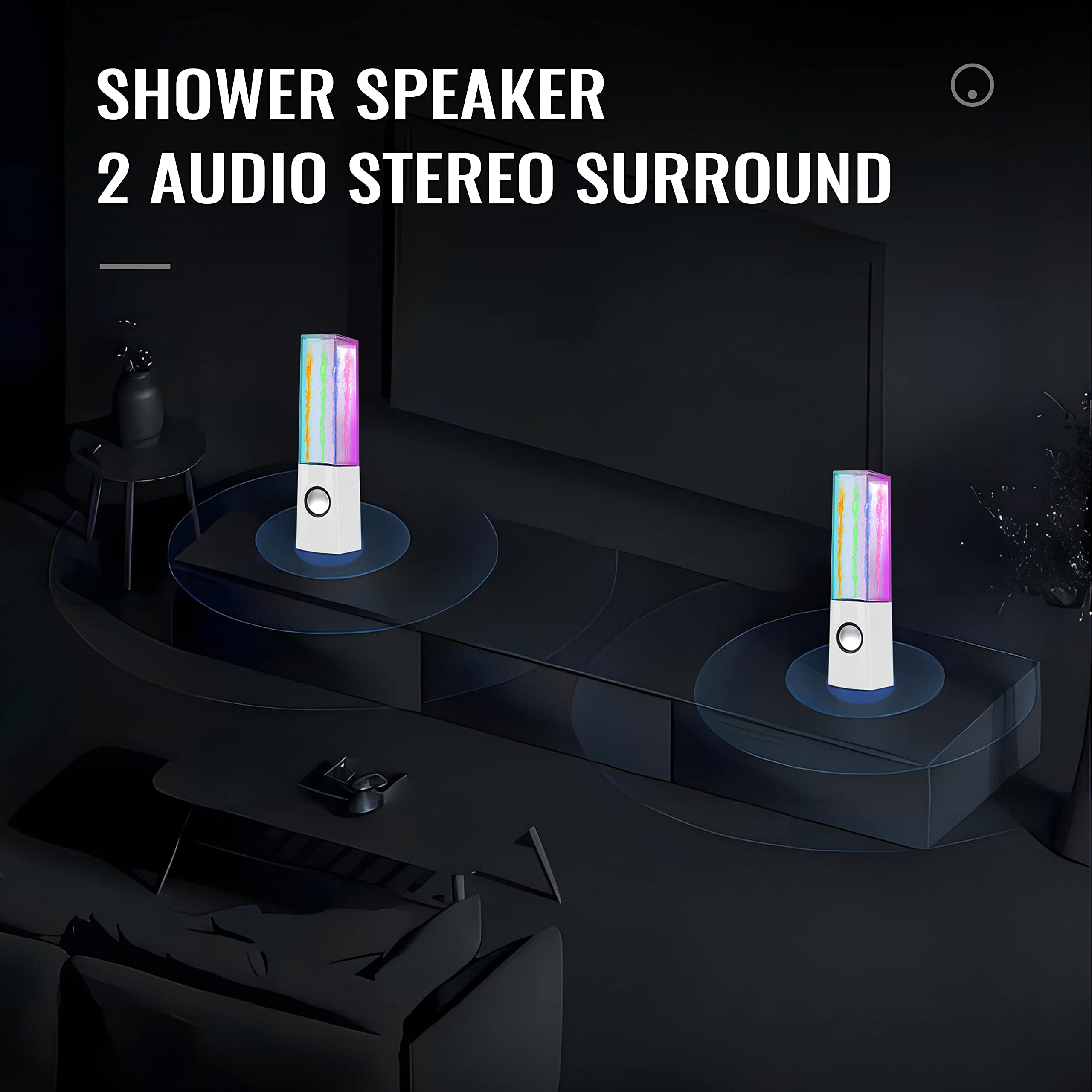 USB LED Color Computer Water Speakers with Dancing Fountain Light Show, 3.5mm Interface, White - Perfect for Laptop, Desktop, and Home Entertainment Setup