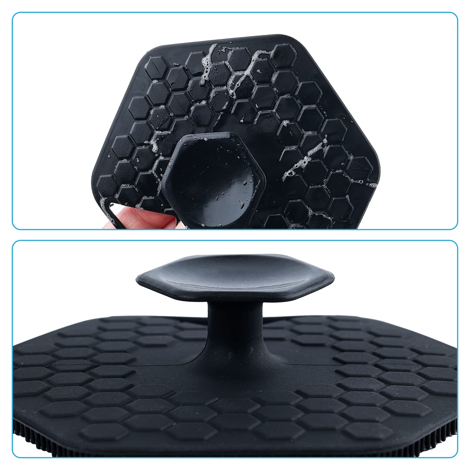 Soft Silicone Body Scrubber - Exfoliating Massage Pad for Shower & Deep Skin Cleaning (Black) - Wall Mountable for Easy Use
