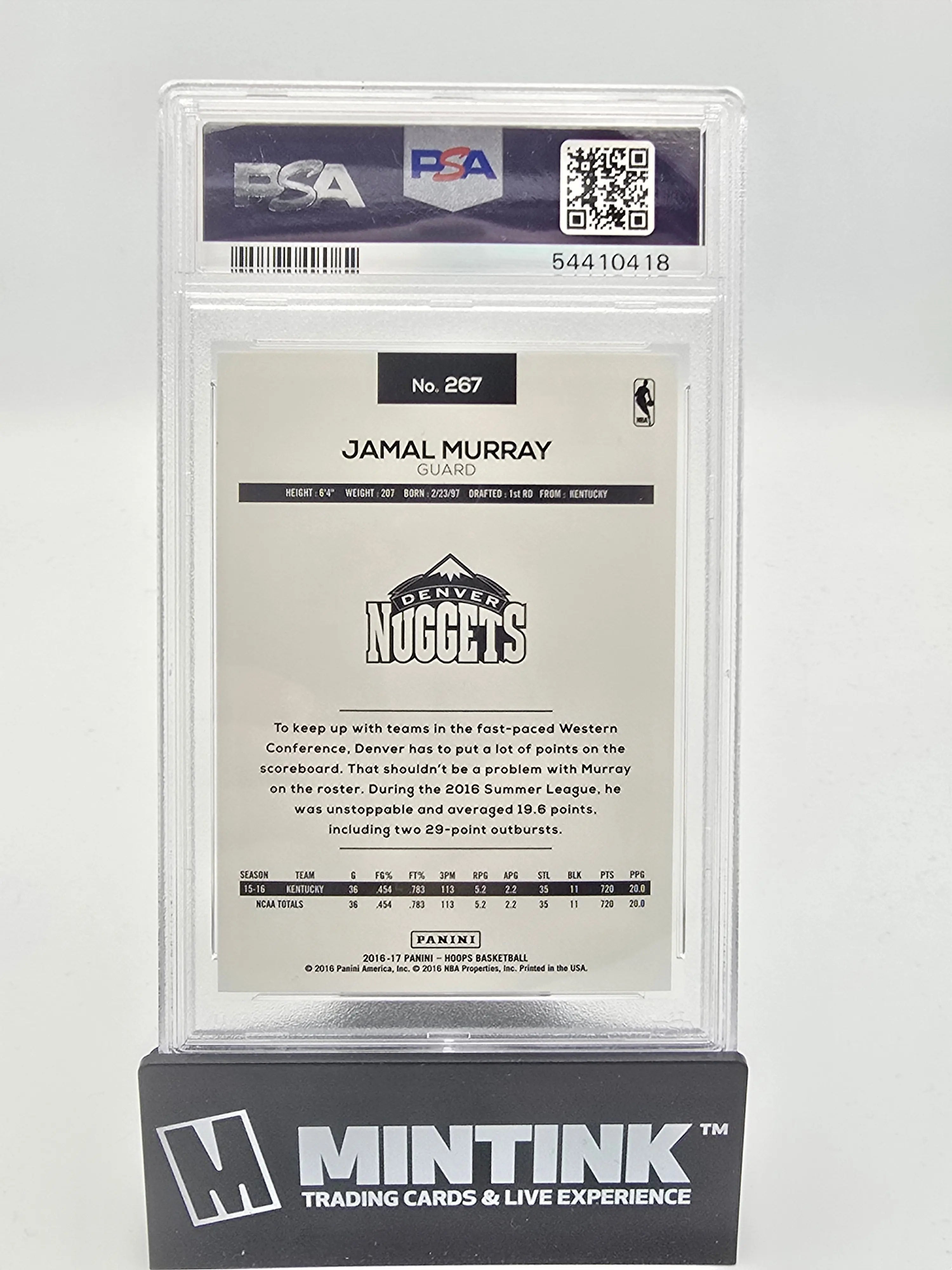 2016 Panini Hoops Basketball Jamal Murray Rookie Card PSA 10 Gem Mint - Perfect for NBA Collectors & Denver Nuggets Fans - Great for Display, Investment & Sports Memorabilia Collections