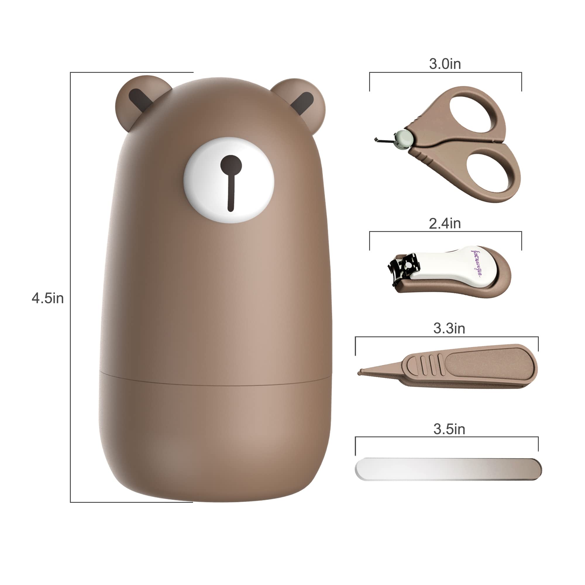 Premium Baby Nail Clippers Set with Cute Case - Safe Infant Manicure & Pedicure Kit for Newborns, Toddlers | Essential Baby Grooming Care & Perfect Baby Shower Gift (Bronze Bear Design) | Ideal for New Parents & Home Baby Care Routine