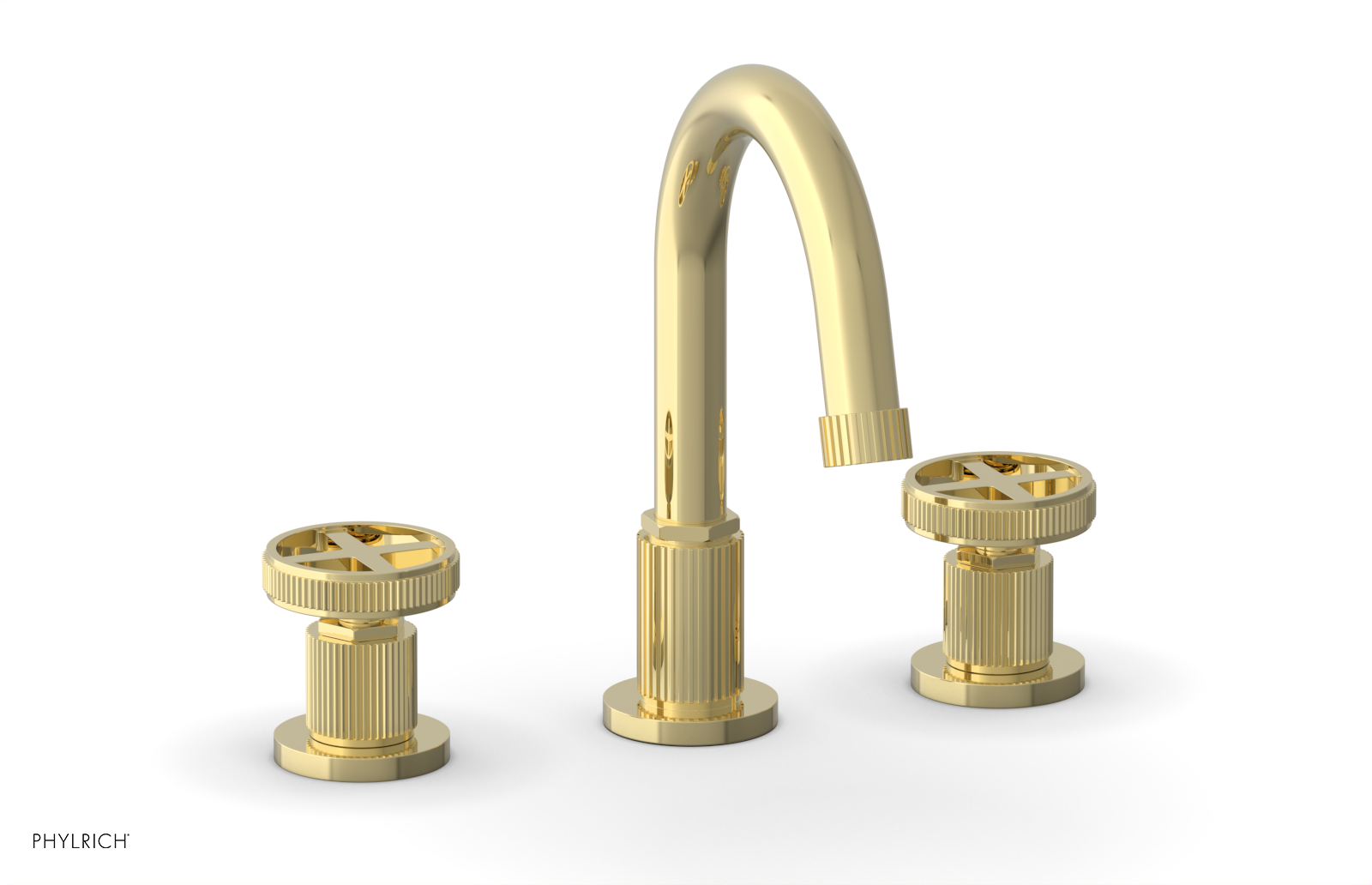 DUSTRIE Widespread Bathroom Faucet - Cross Handle Design with Grooved Detailing (Model 370-01) - Perfect for Modern Vanities and Luxury Home Renovations