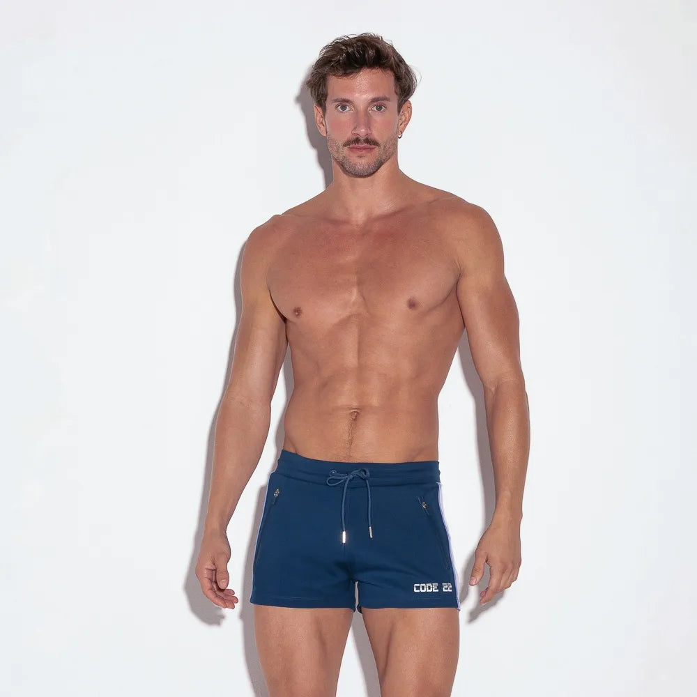 Code 22 Flux 2 Mini Short with Zipper Pockets - Navy Blue 9927 | Comfortable Athletic Shorts for Running, Gym & Casual Wear