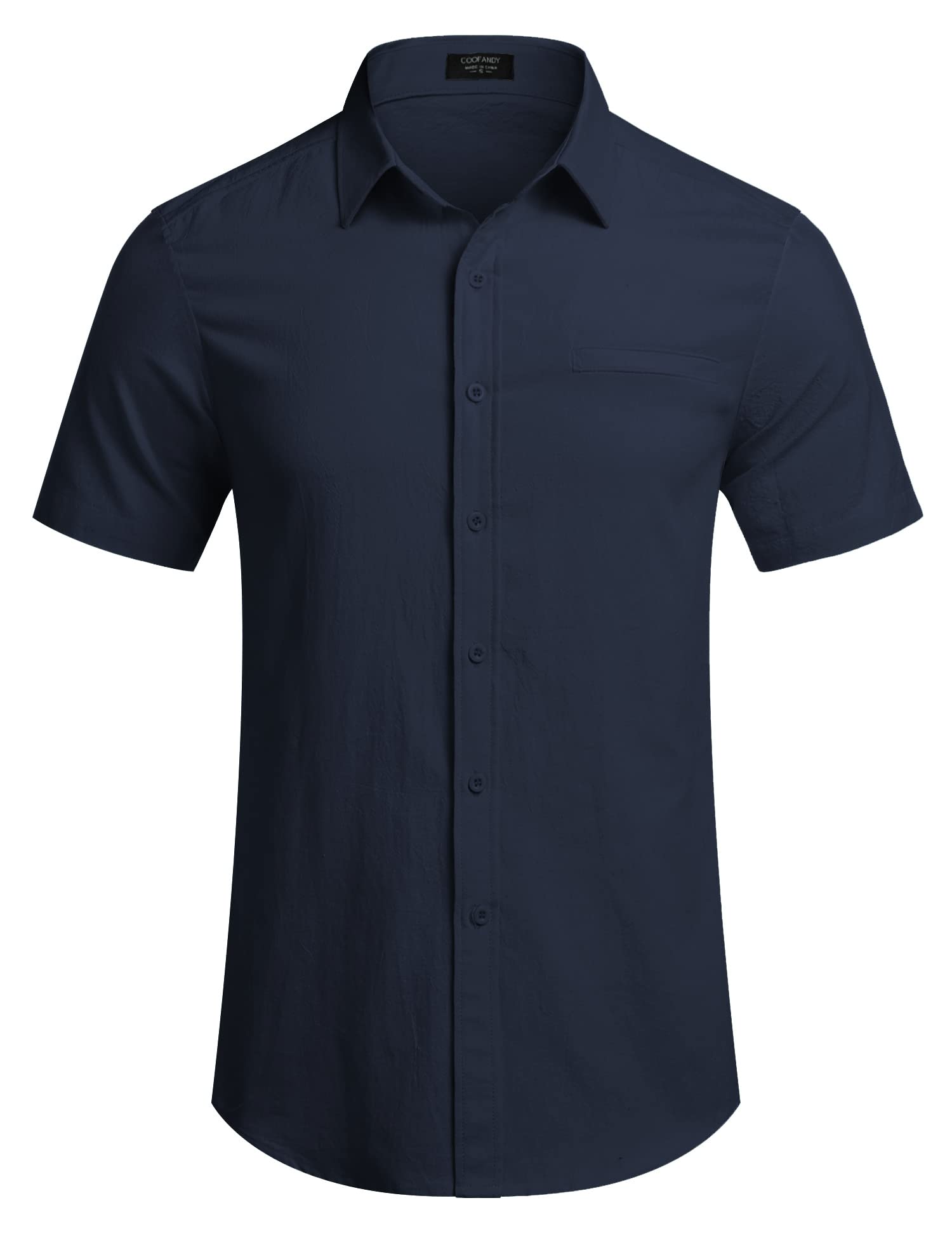 COOFANDY Men's Casual Linen Short Sleeve Button Down Shirt | Breathable Summer Hawaiian Shirt for Beach, Vacation & Outdoor Activities | Lightweight Comfortable Linen Top for Men