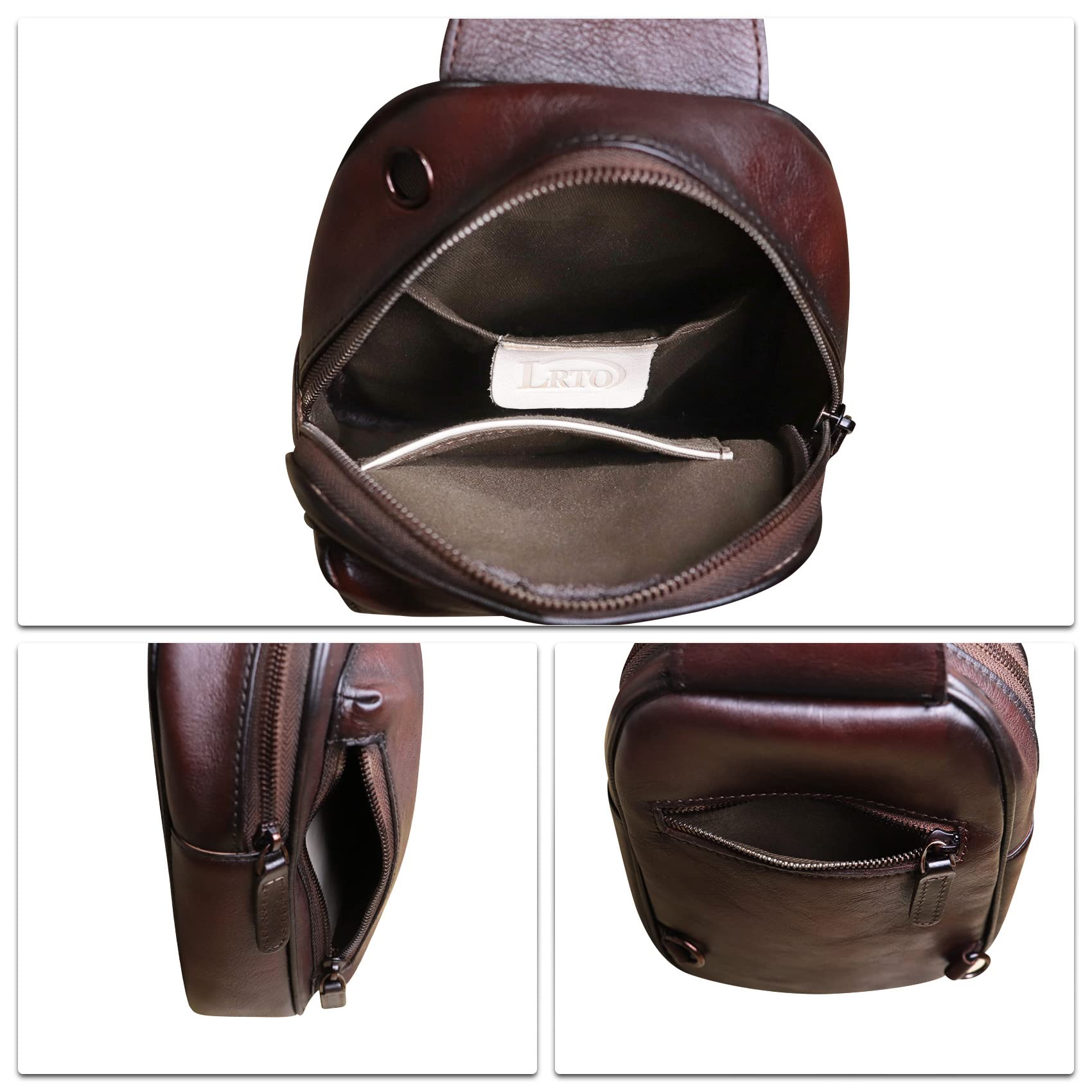 LRTO Genuine Leather Crossbody Sling Bag for Women & Men - Compact Chest Bag, Shoulder Backpack Purse for Hiking, Sports, Gym, Travel & Daily Use