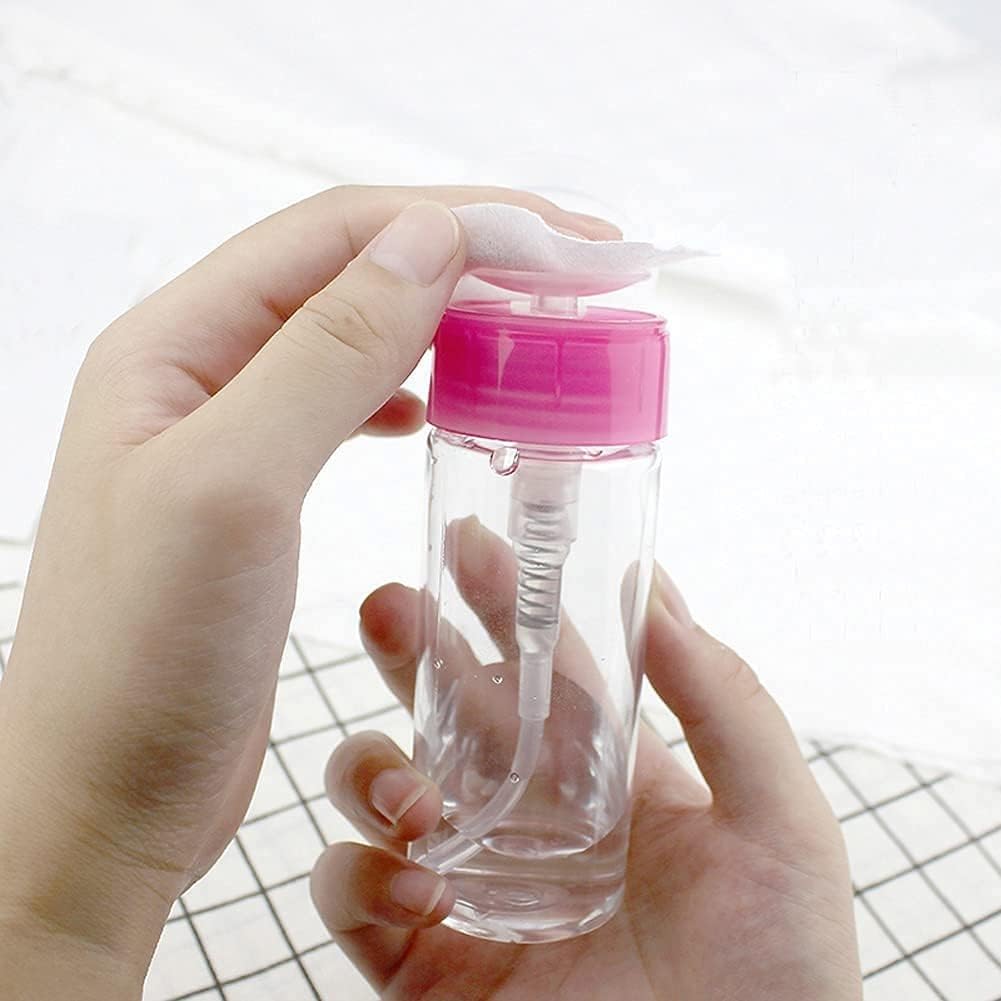 60ml Nail Polish Remover Pump Dispenser - Push Down Cleanser Bottle for Nail Art & Makeup Removal - Portable Liquid Container for Salon, Home & Travel Use