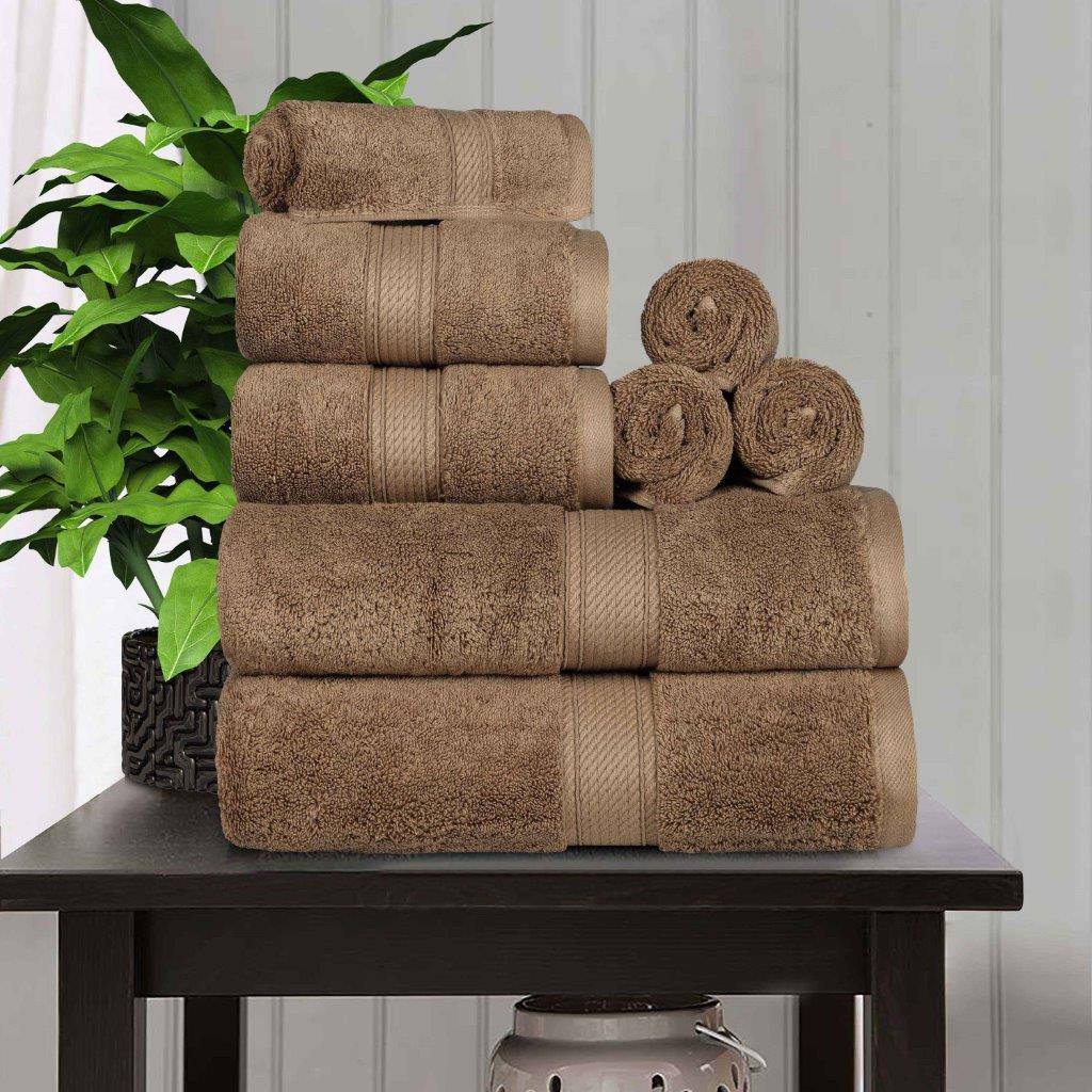 Premium 8-Piece Egyptian Cotton Towel Set - Ultra Soft, Heavyweight & Plush for Bath, Spa & Luxury Home Decor