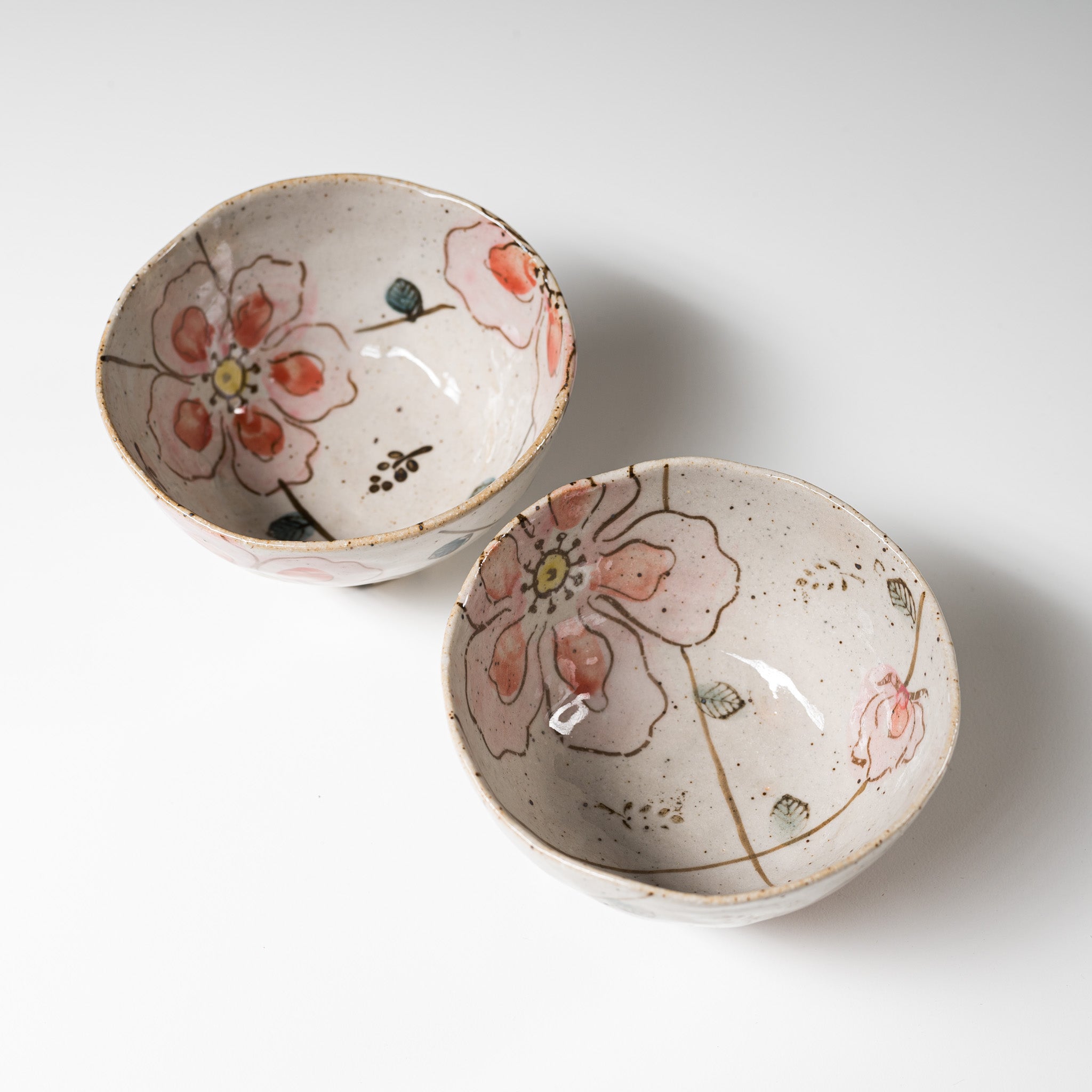 Mino Ware Wildflowers Rice Bowl - Handcrafted Japanese Ceramic Pink Tea Bowl for Sushi, Ramen & Matcha | Perfect for Dining, Gifts & Home Decor