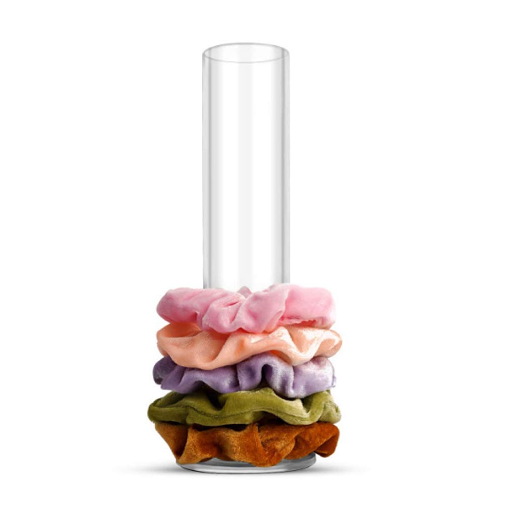 1 Piece Clear Acrylic Scrunchie Holder Stand - Jewelry Organizer for Hair Ties, Bracelets & Watches - Small Vertical Display Tower Rack - Perfect for Bedroom Vanity, Bathroom & Closet Organization