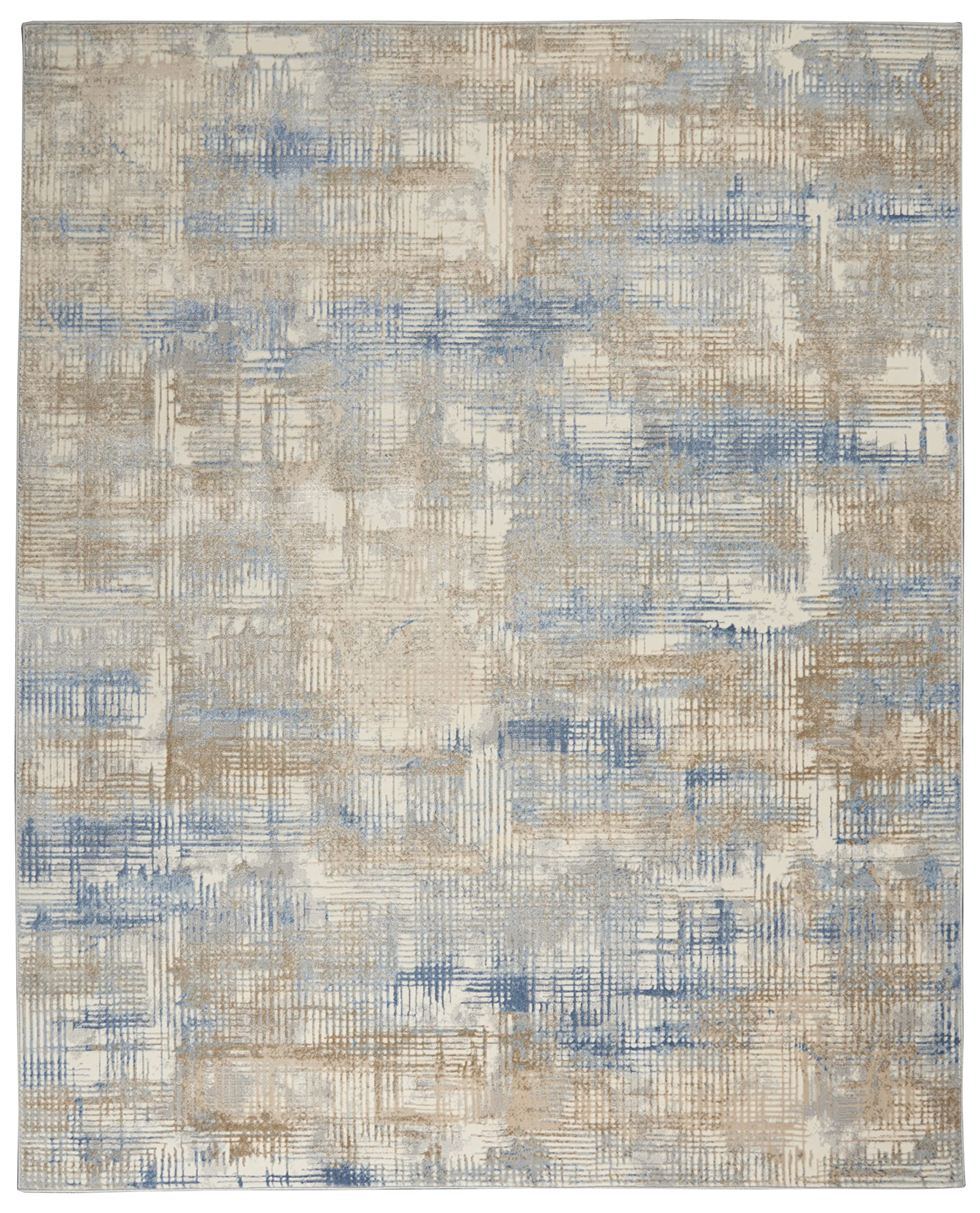 Calvin Klein Rush Blue/Beige 8' x 10' Modern Abstract Area Rug | Non-Shedding & Easy Cleaning | Perfect for Bedroom, Living Room, Dining Room & Kitchen Decor | Soft & Durable Floor Covering for Home & Office