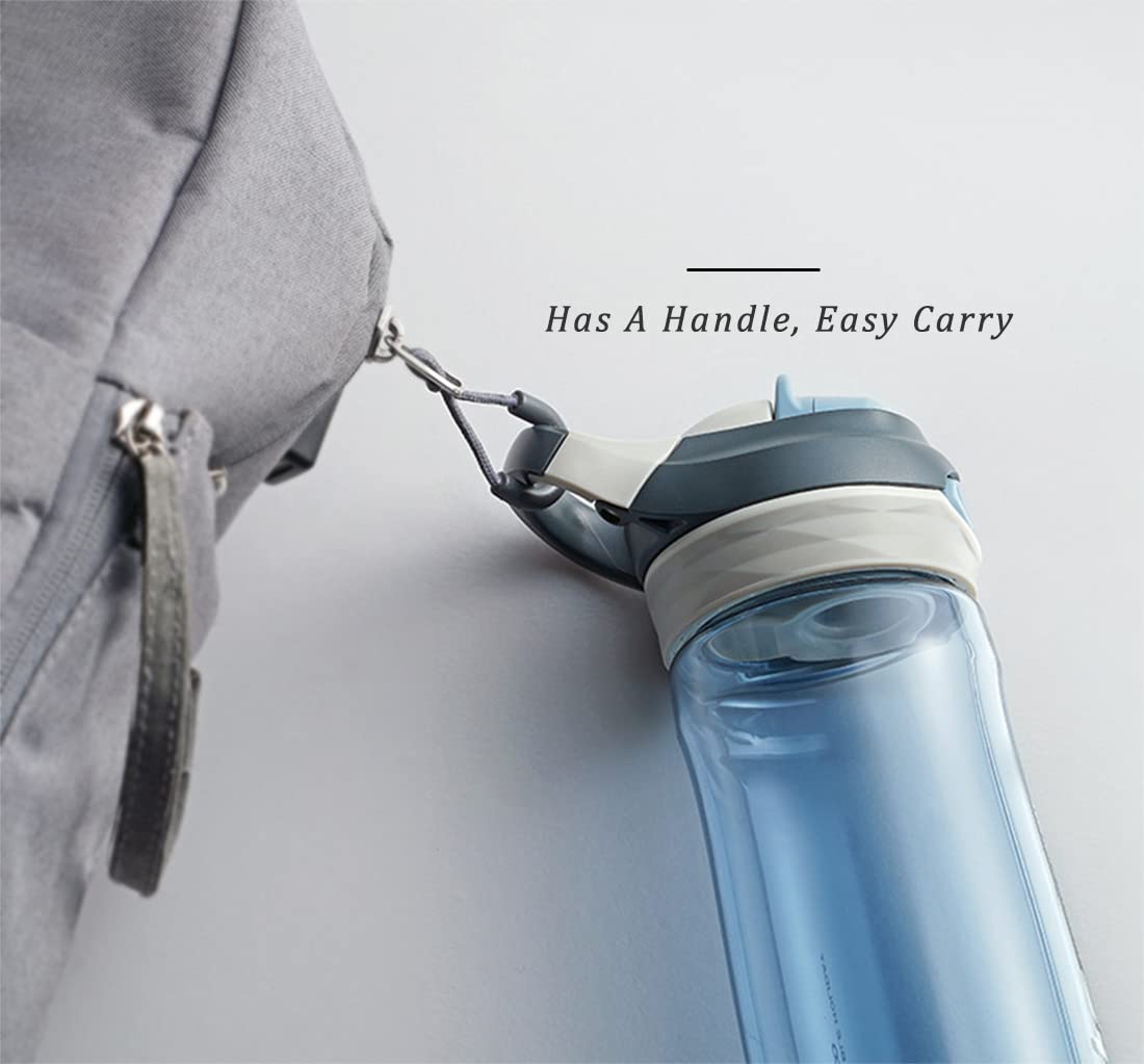 DEARART 2-Pack 16oz BPA-Free Water Bottles - Grey & Sky Blue, Leakproof Wide Mouth with Handle for Easy Carrying | Perfect for School, Gym, Sports, Work, Hiking & Outdoor Activities