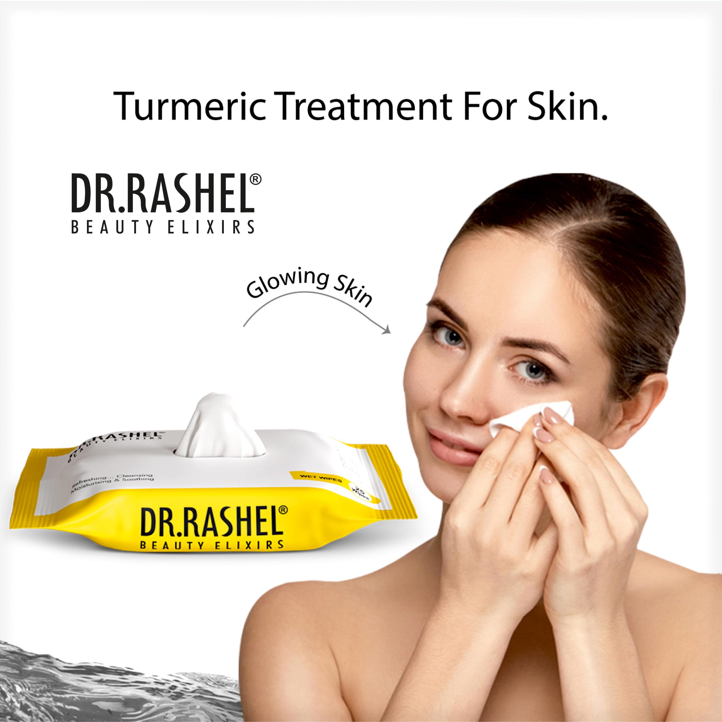 DR.Rashel Ubtan Pack of 2 Face Wipes - Turmeric & Aloe Vera Extract for Refreshing, Glowing Skin | Multi-Purpose Facial Cleansing Wipes (25 Count x 2) | Perfect for Travel, Gym & Daily Skincare Routine